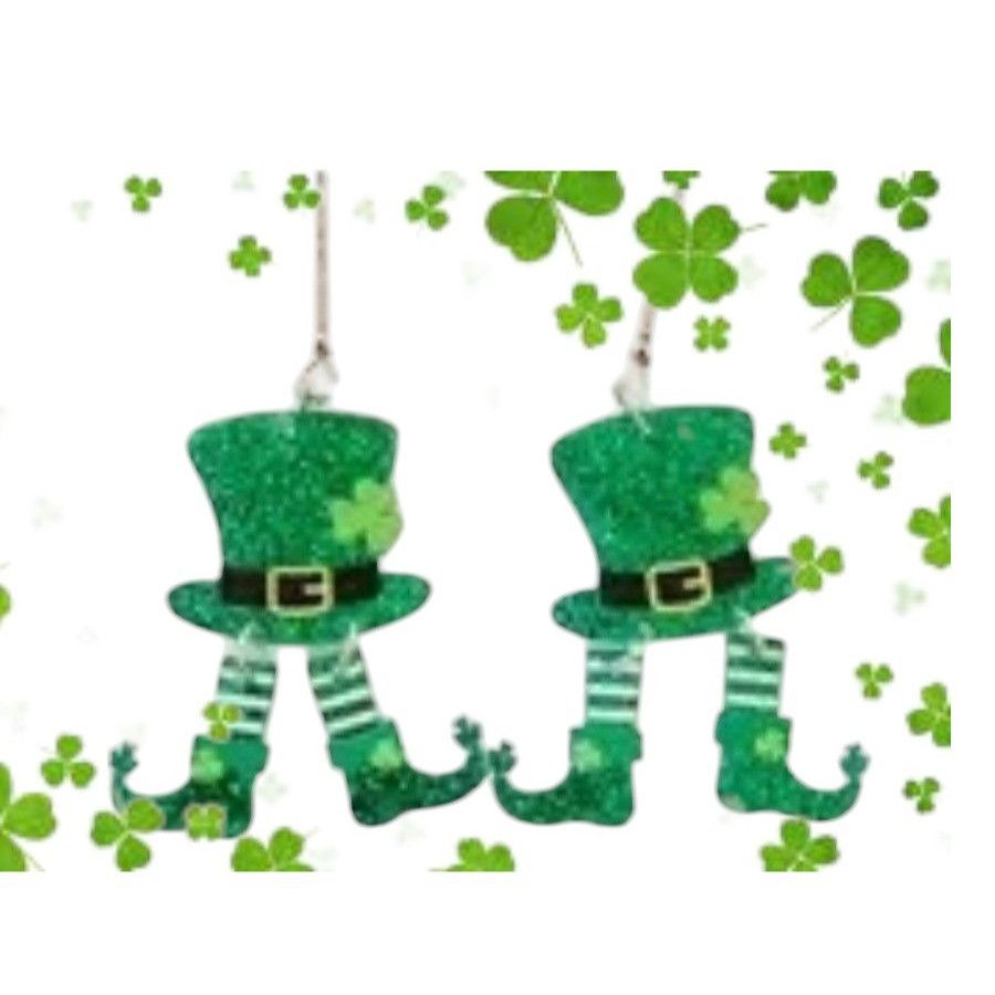 Handmade St Patricks Day Earrings Dangling Wiggly Legs Leprechaun Hat Size ONE SIZE - 1 Thumbnail