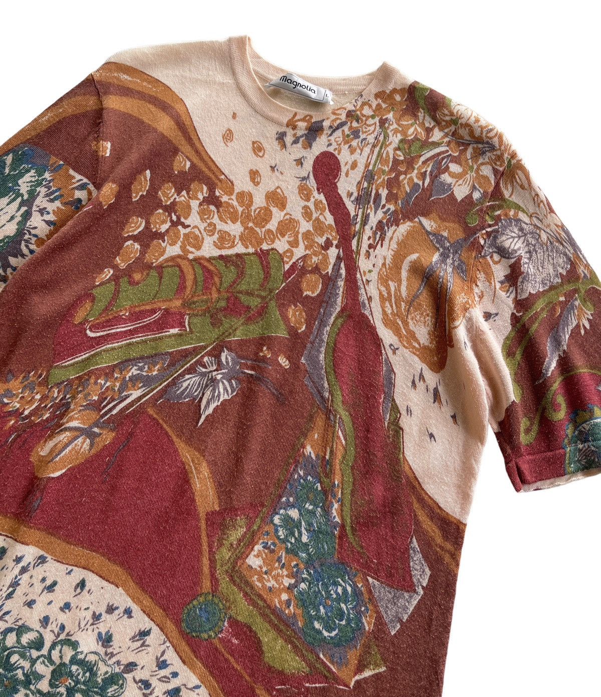 Vintage Vintage 80s Magnolia Luxury Printed Knitted Shirt Size L / US 10 / IT 46 - 5 Thumbnail