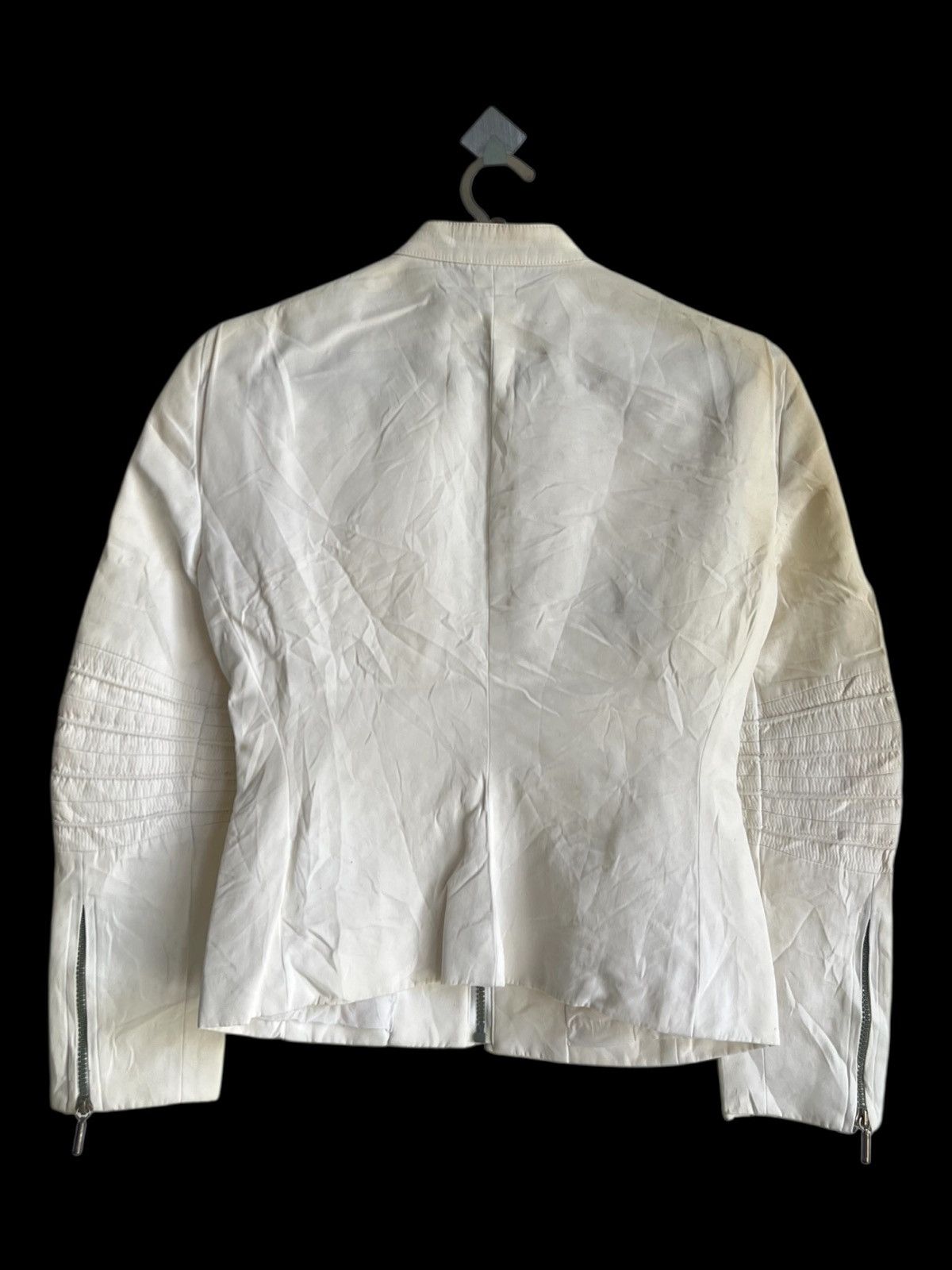 Versace Vintage Gianni Versace Off White Zipper Riding Biker Jacket Size US S / EU 44-46 / 1 - 3 Thumbnail