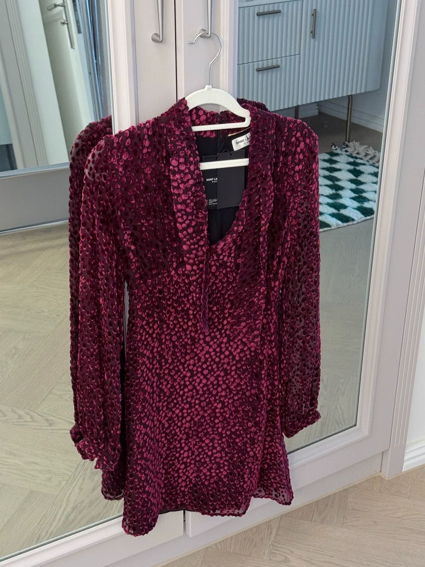 Saint Laurent Paris Saint Laurent Burgundy Polka Dot Dress. Size S / US 4 / IT 40 - 1 Thumbnail