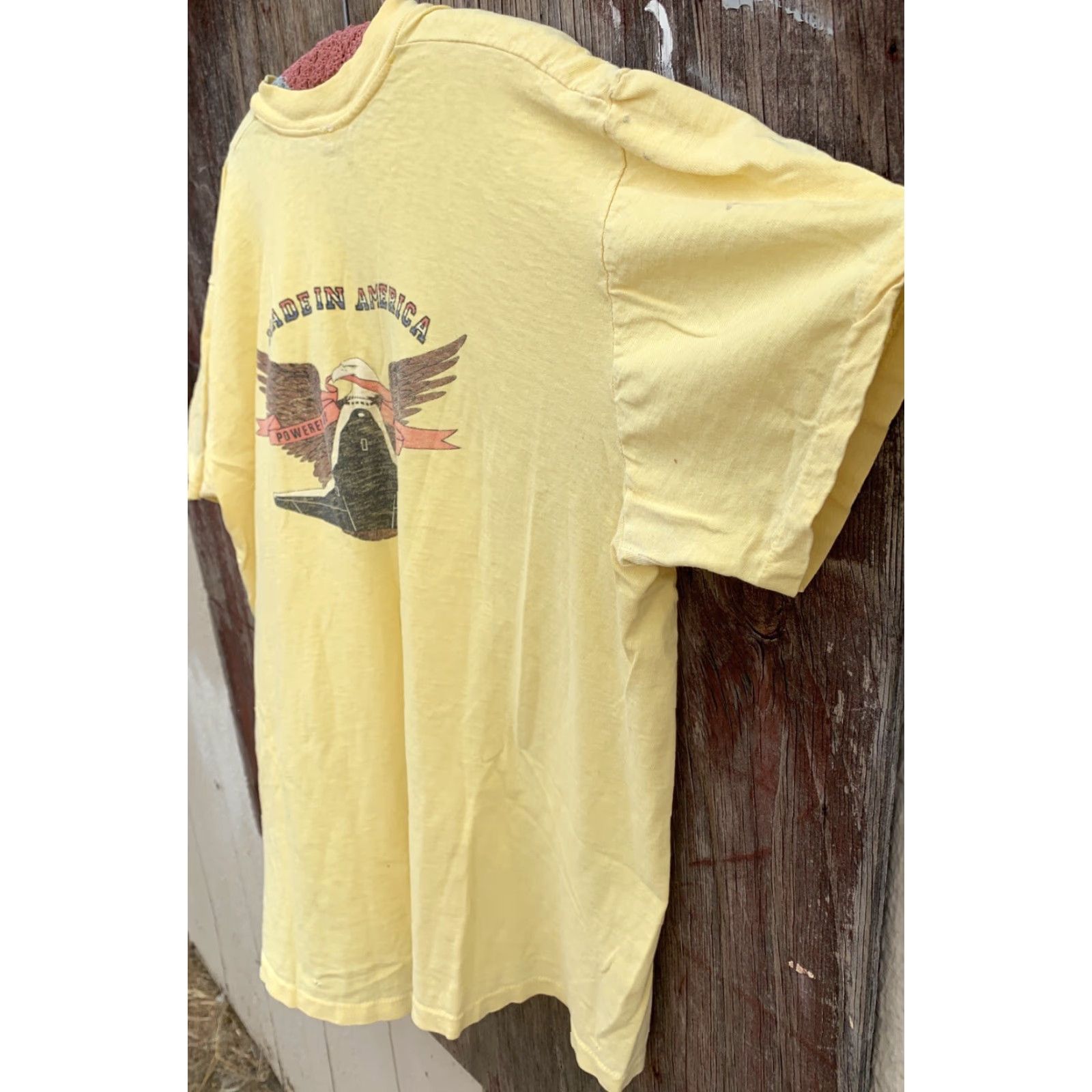 Vintage VINTAGE Stedman Graphic T-Shirt Pocket Tee USA Charles Rocketdyne Yellow XL Mens Size US XL / EU 56 / 4 - 4 Thumbnail