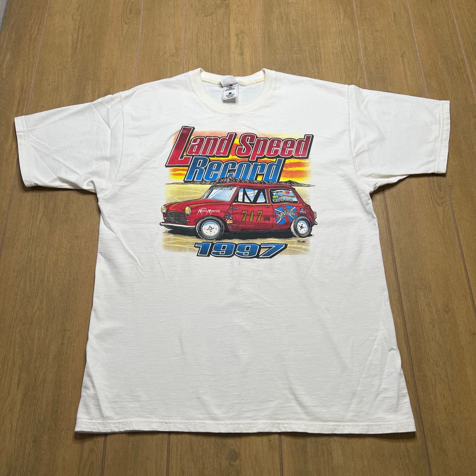 Fruit Of The Loom Vintage 90s t-shirt Mini Cooper race car Land Speed event L Size US L / EU 52-54 / 3 - 1 Thumbnail