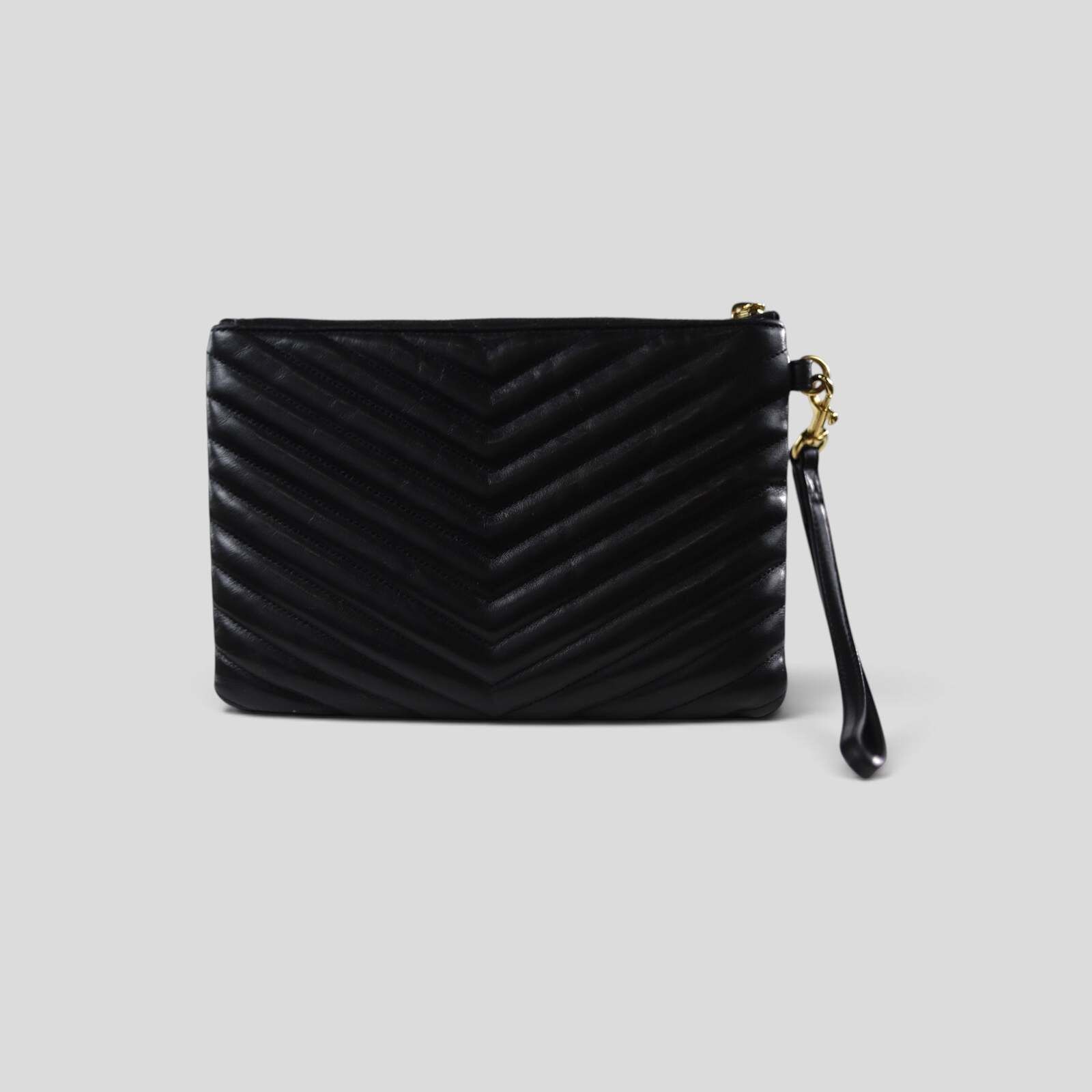 Saint Laurent Paris Saint Laurant YSL Monogram Quilted Leather Clutch in Black Size ONE SIZE - 5 Thumbnail
