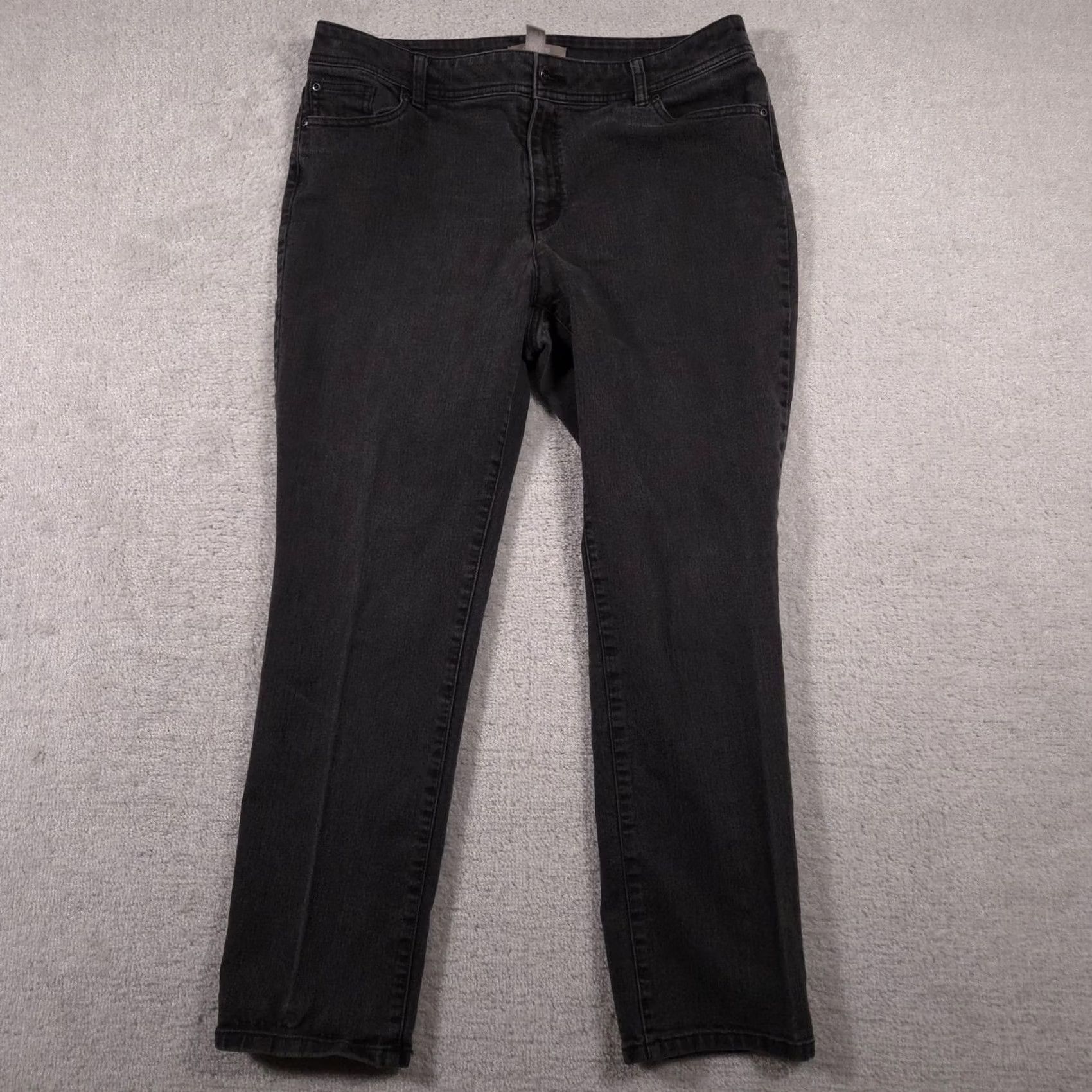 Vintage Chico's Jeans Womens 2.5 Short Black Wash Skinny Denim 5 Pocket Stretch Mid Rise Size 24" / US 00 / IT 34 - 2 Thumbnail