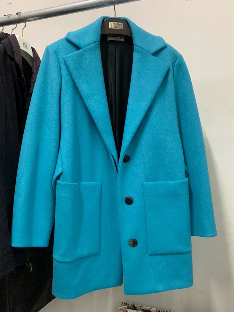 Balenciaga Balenciaga size 40 Hulan blue heavy industry wool coat Size S / US 4 / IT 40 - 1 Thumbnail