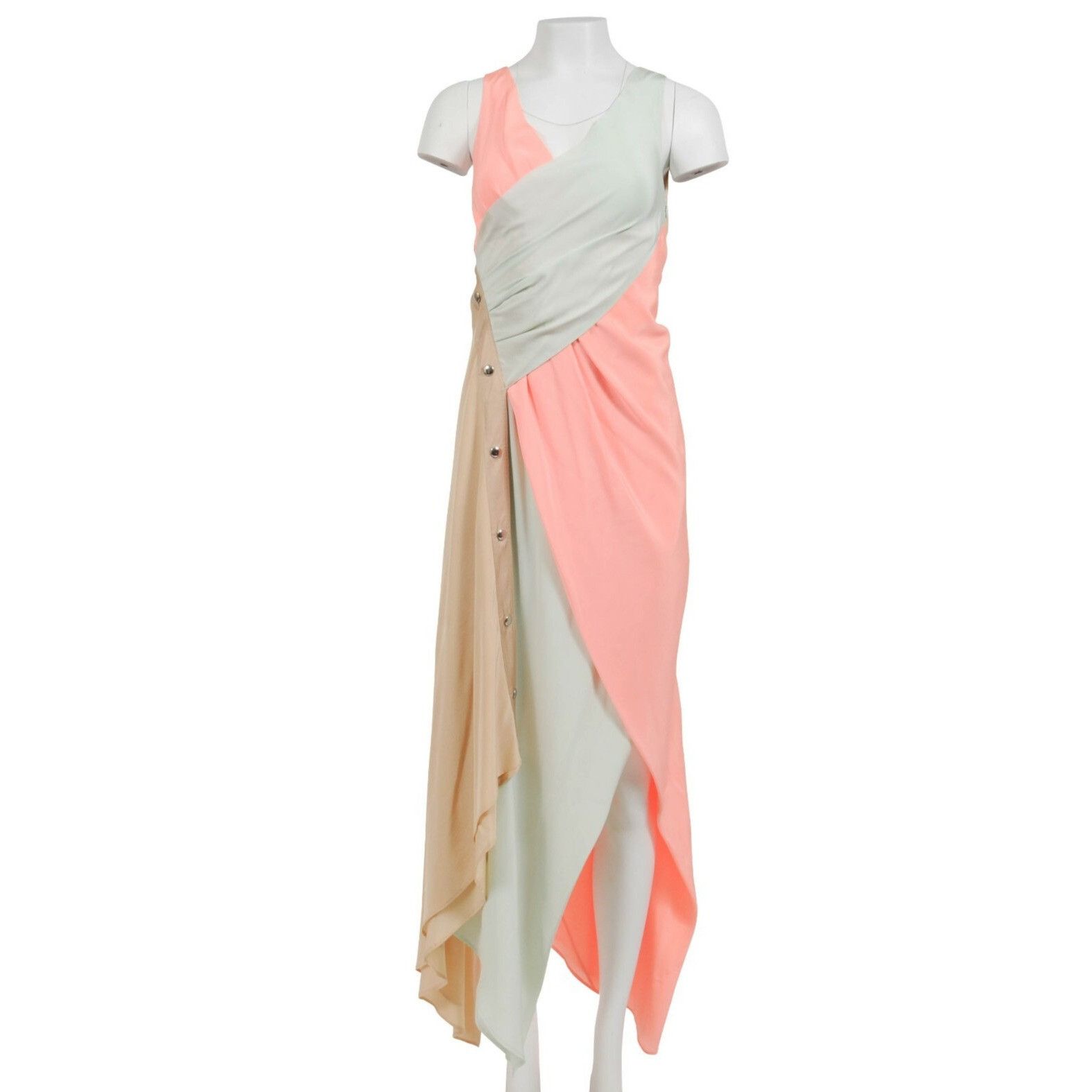 Sies Marjan Asymmetric Runway Dress Orange Green Tan Size S / US 4 / IT 40 - 1 Thumbnail