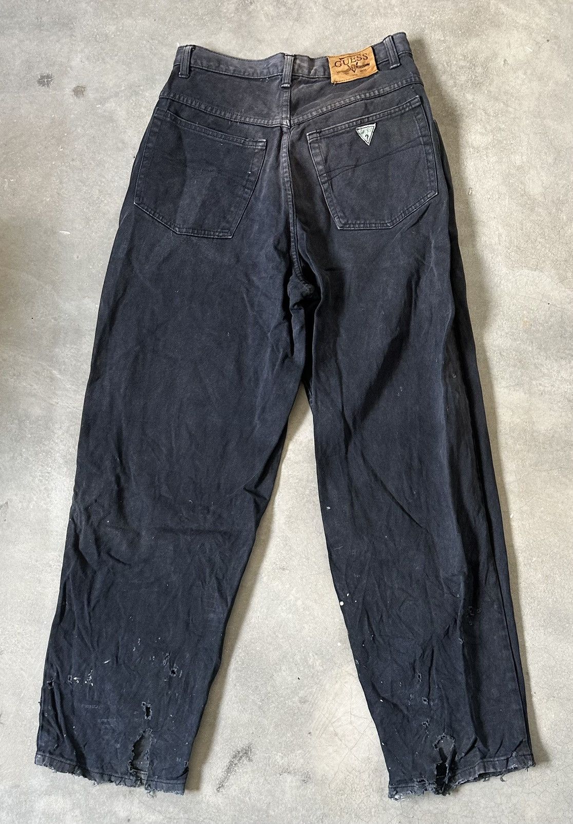 Guess VINTAGE GUESS USA DISTRESSED DENIM BLACK PANT Size US 30 / EU 46 - 8 Thumbnail