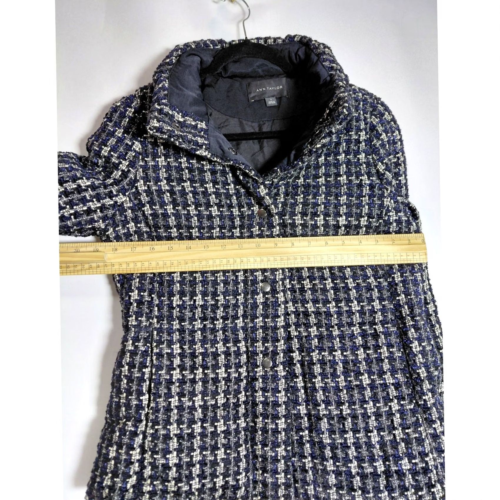 Ann Taylor ANN TAYLOR Tweed Jacket Black White Plaid Long Sleeve Women Size S Size S / US 4 / IT 40 - 4 Thumbnail