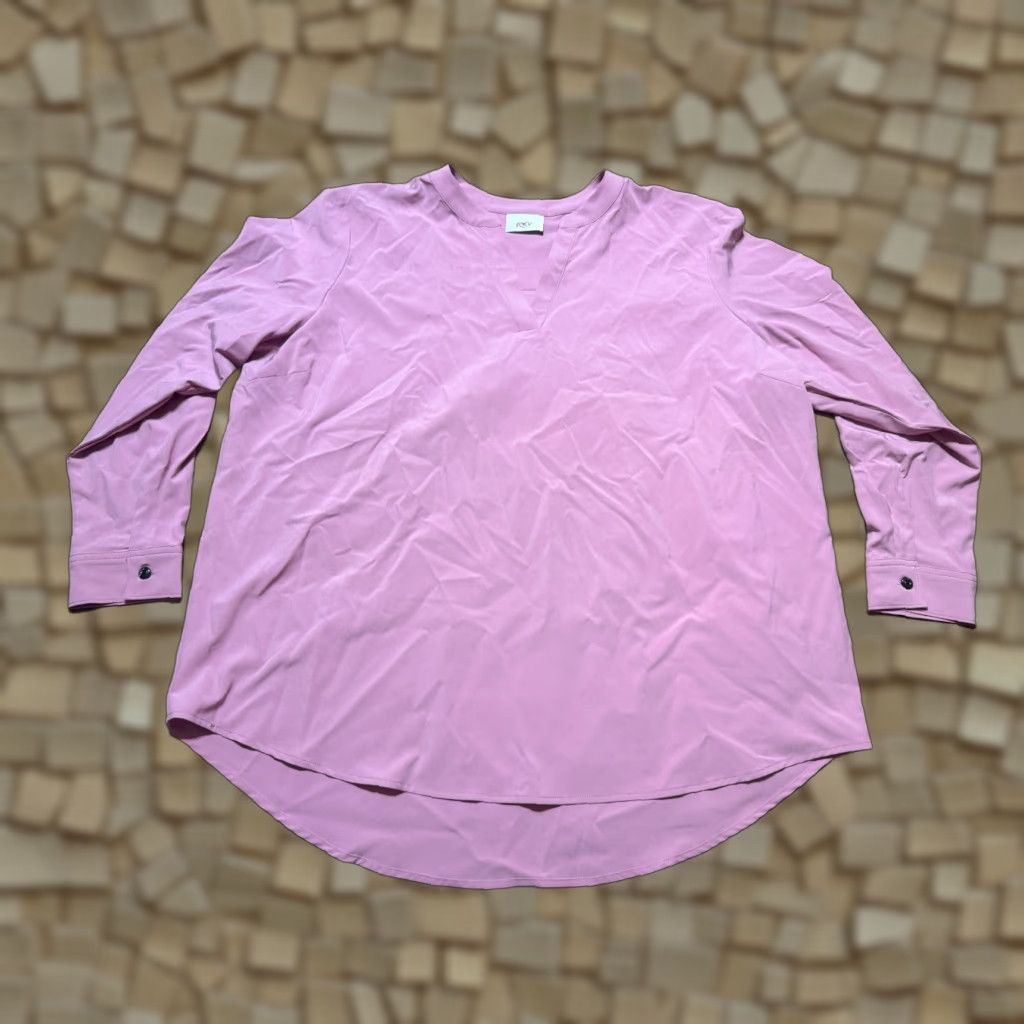 Vintage REV Blouse Women's XL Pink V-Neck Long Sleeve Shirt Casual Size XL / US 12-14 / IT 48-50 - 1 Thumbnail
