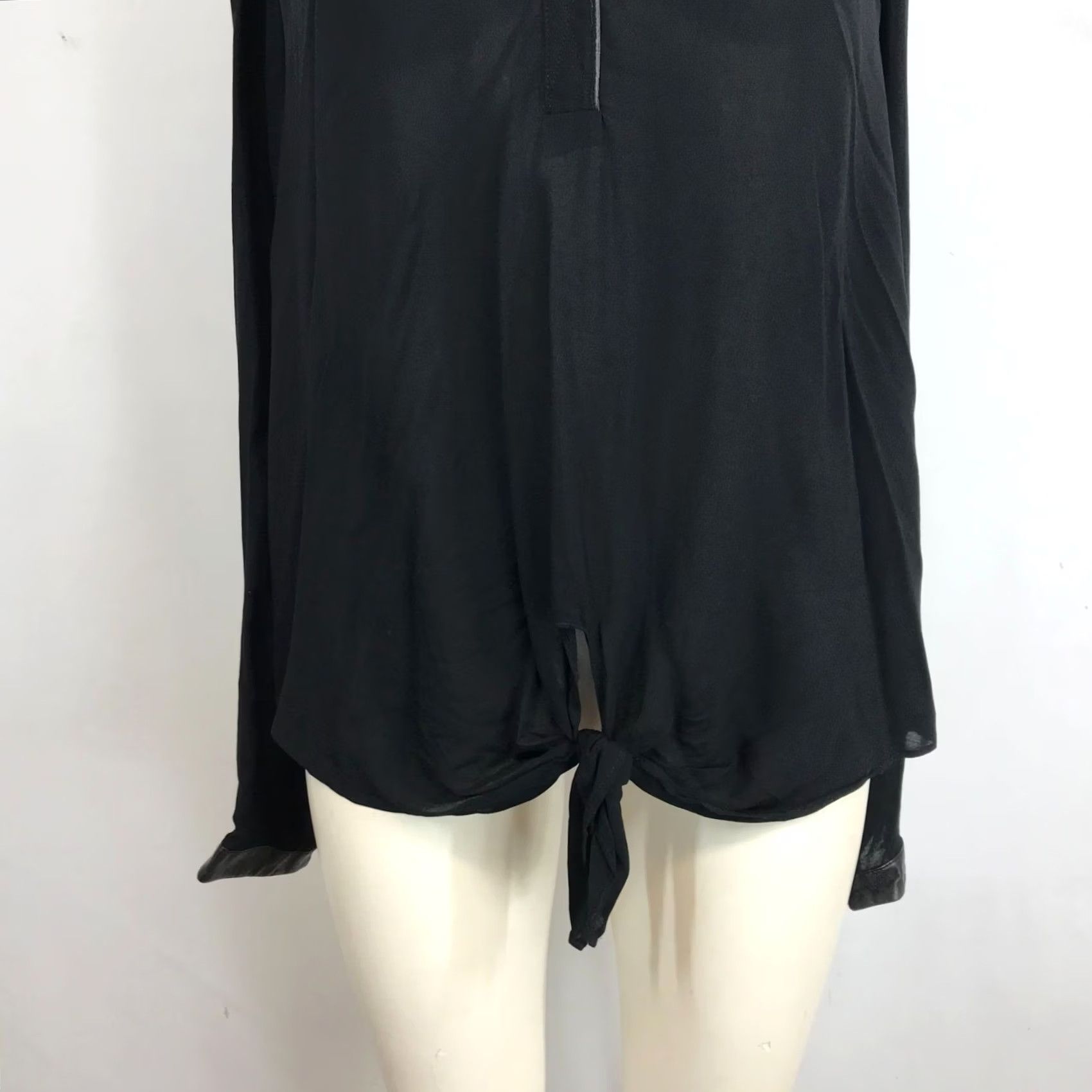 Vintage Grace Elements Women's 2X Black Sheer Long Sleeve Collared Top Shirt Blouse Shirt Size XXL / US 16-18 / IT 52-54 - 3 Thumbnail