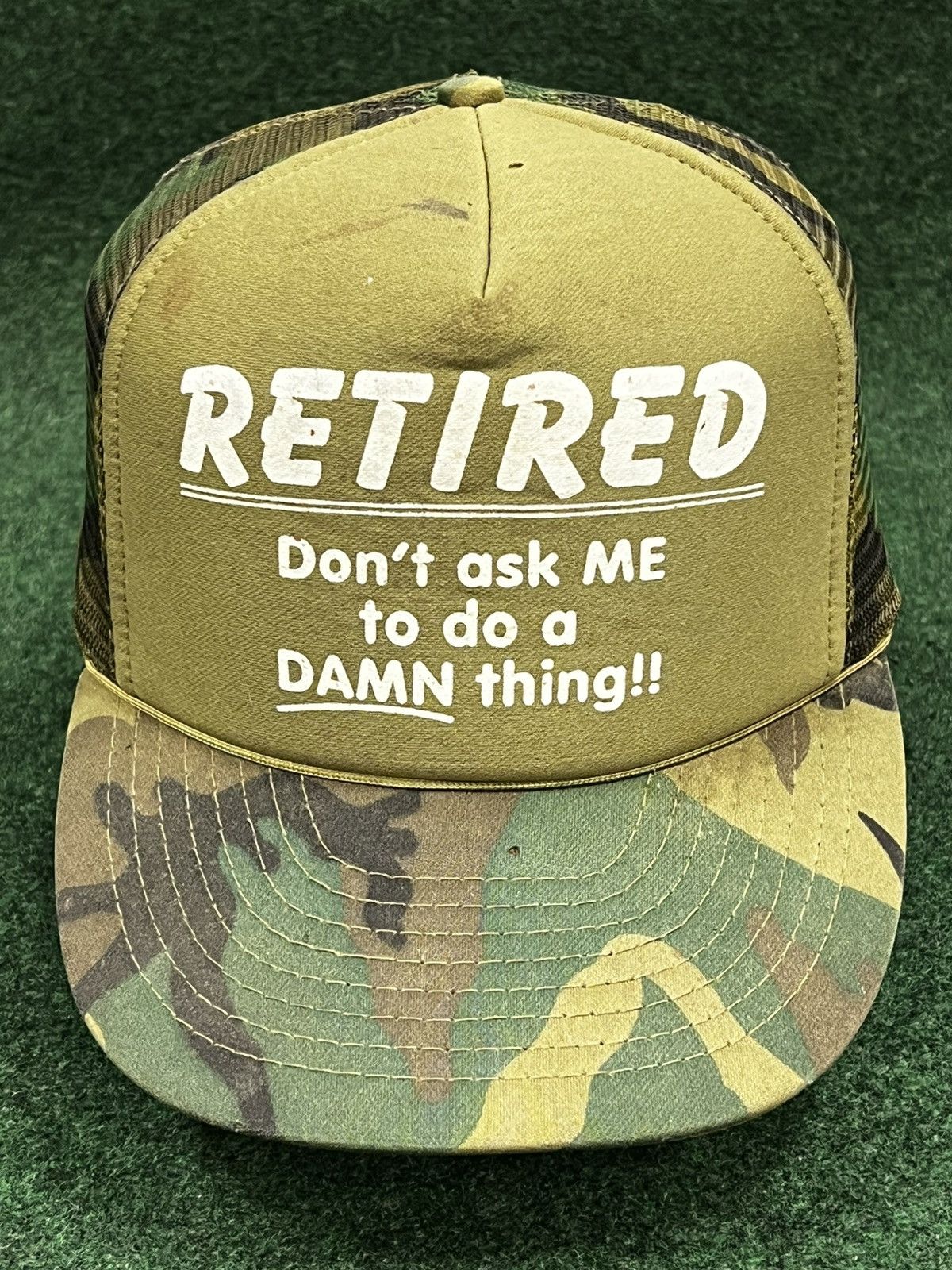 Vintage Vintage 80s Retired Camo Trucker Hat Size ONE SIZE - 1 Thumbnail