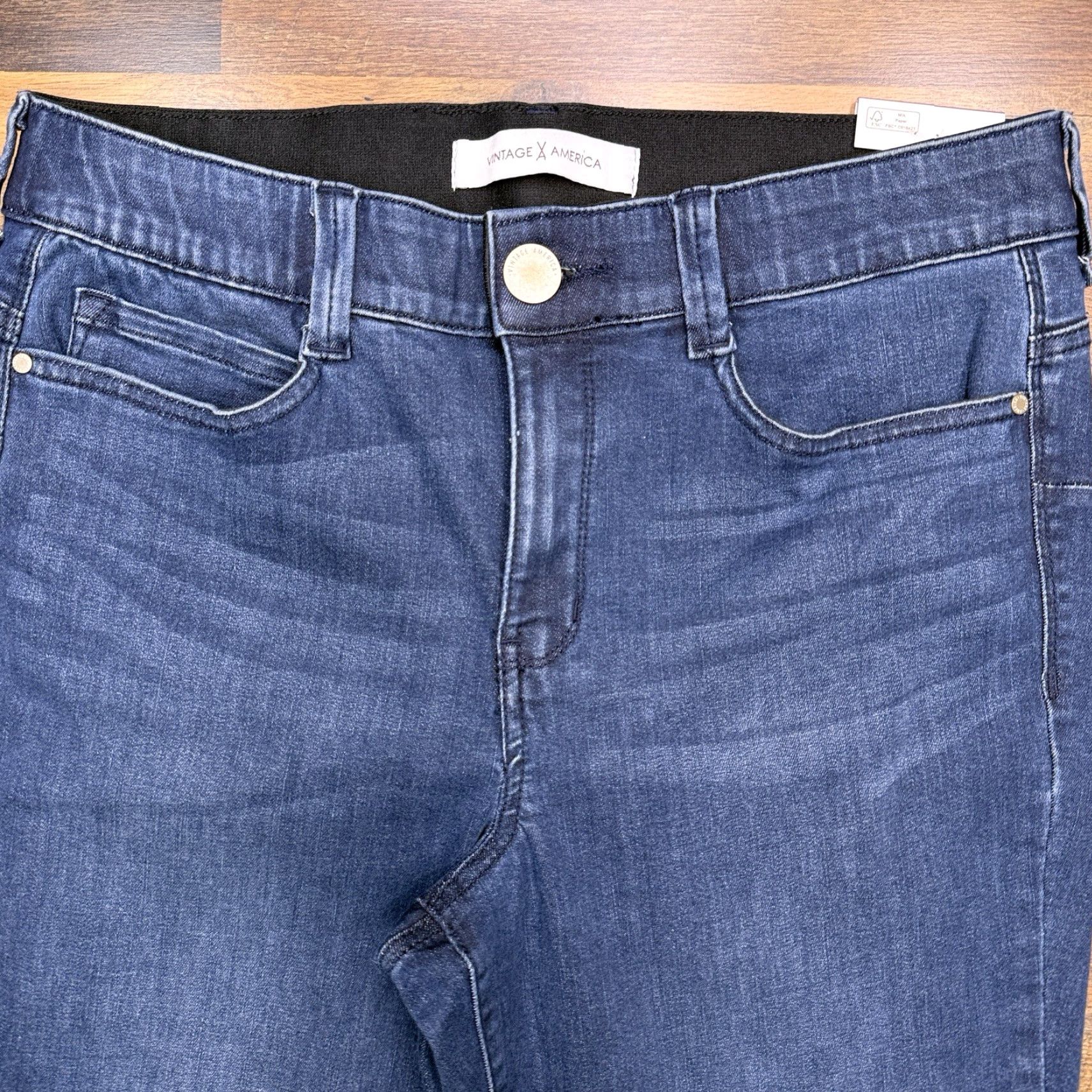 Vintage Vintage America Jeans Womens 12 Straight Jeans City Blue 5-Pocket Regular Rise Mid Denim Cotton Blend Stretch Inseam 29 in Zip Button 31 Waist NWT Size 34" / US 12 / IT 48 - 3 Thumbnail