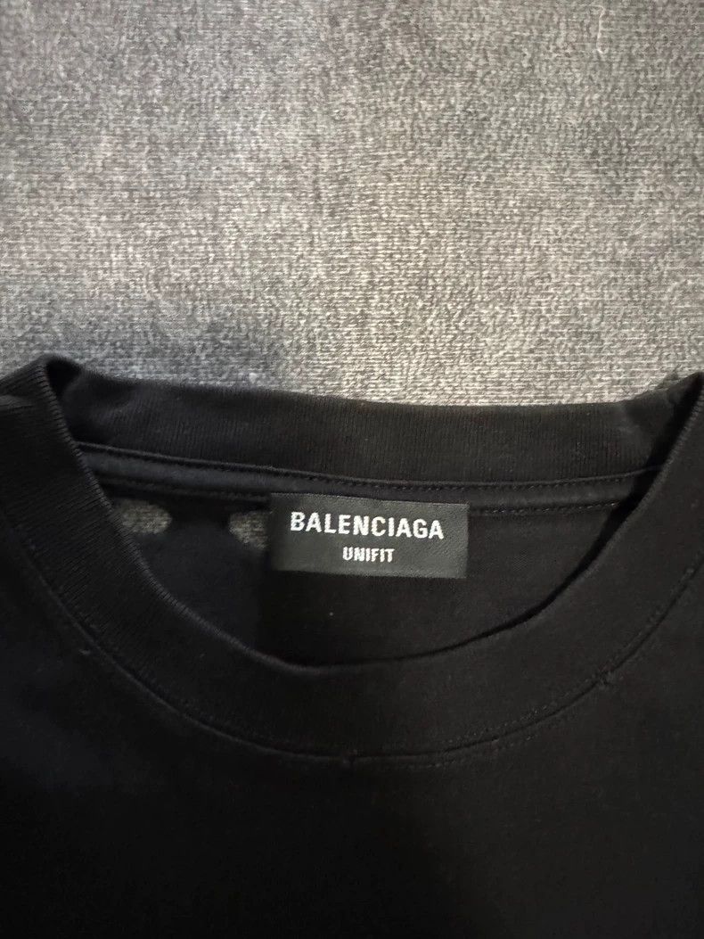 Balenciaga Letter logo hole black short sleeve