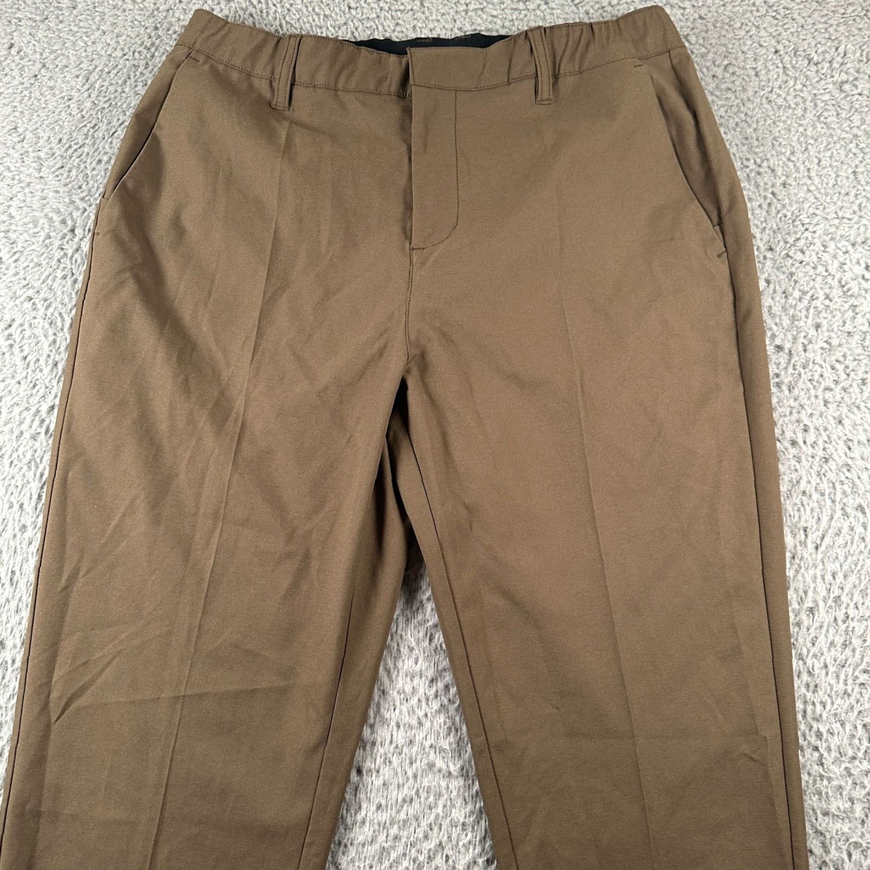 Asics BYLT Premium Basics Executive Pants Mens 31 Regular Brown Chino Flat Front Slim Straight Belt Loops Size US 31 - 2 Thumbnail