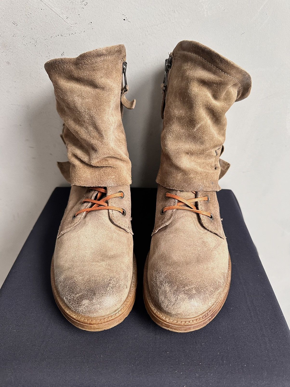 A.S.98 Wow😻LEATHER BOOTS AS 98 IFSIXWASNINE METAL ZIP FAUX POELL Size US 7.5 / EU 40-41 - 3 Thumbnail