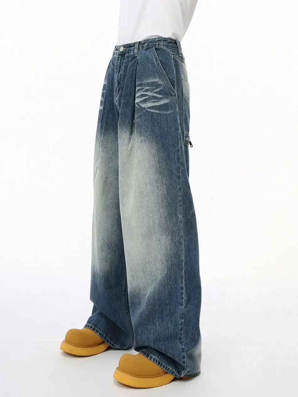 Japanese Brand Retro loose wide leg straight leg jeans Size US 32 / EU 48 - 2 Thumbnail