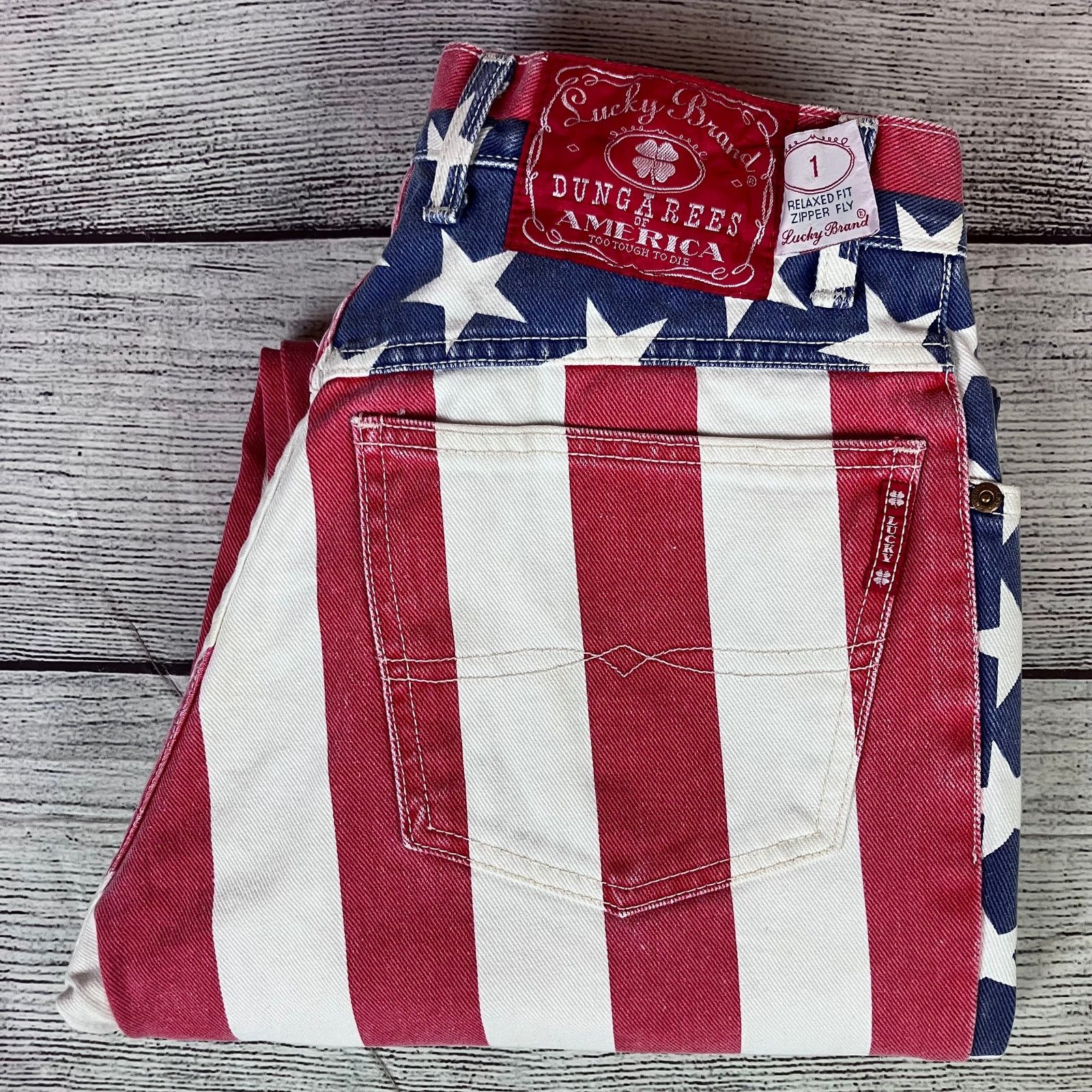 Lucky Brand × Vintage Vintage 1990s Lucky Brand American Flag Made in USA Jeans Size US 30 / EU 46 - 1 Thumbnail