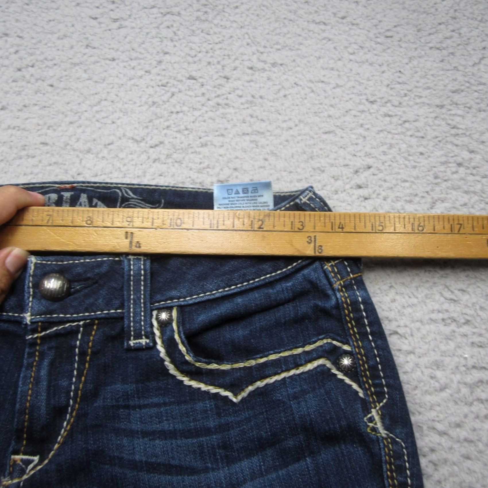 Ariat Ariat Pendleton Jeans Women 26 Blue Aztec Trouser Rodeo Western Thick Stitch Size 26" / US 2 / IT 38 - 3 Thumbnail