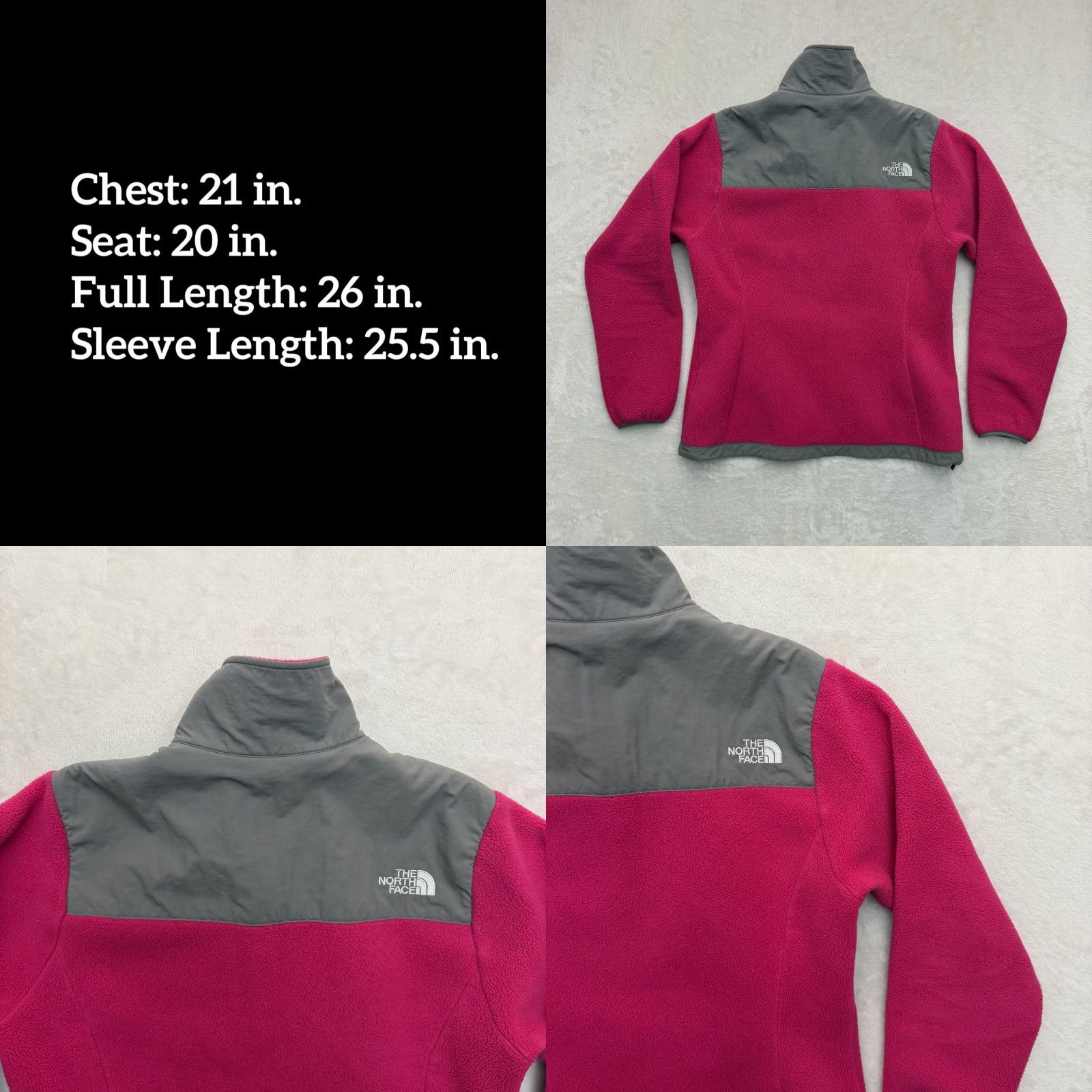 The North Face The North Face Jacket Womens Medium Pink Gray Polartec Fleece Full Zip Denali Size M / US 6-8 / IT 42-44 - 8 Thumbnail