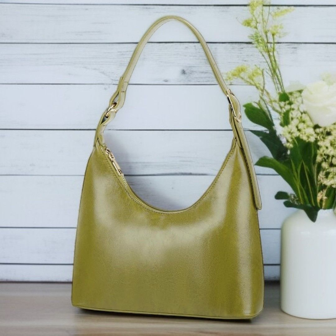Other Chic Olive Green Retro Vegan Leather Handbag H Size ONE SIZE - 1 Thumbnail