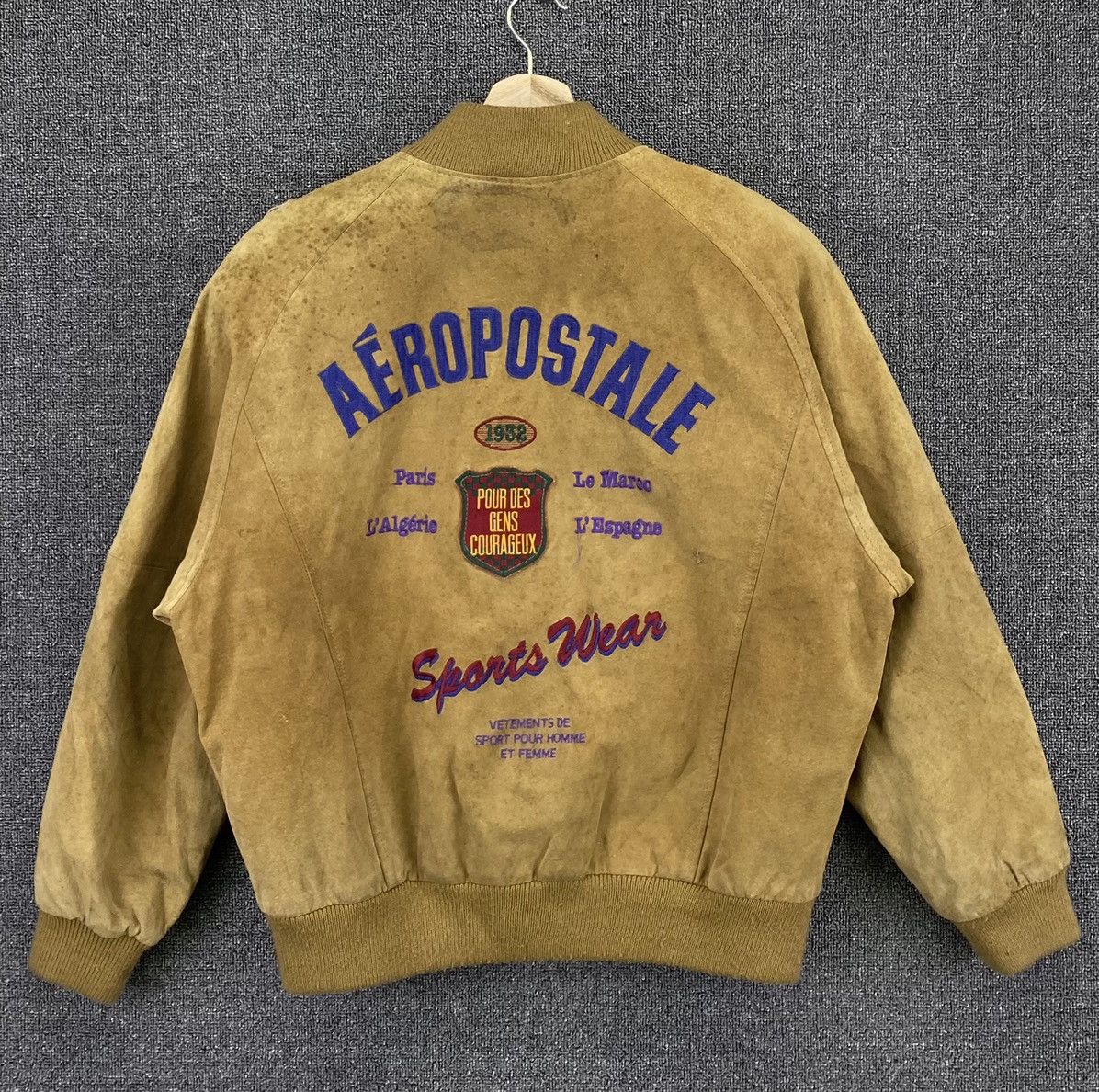 image of Vintage Aeropostale Sport Wear Vetement Leather Jacket in Brown, Men's (Size Medium)