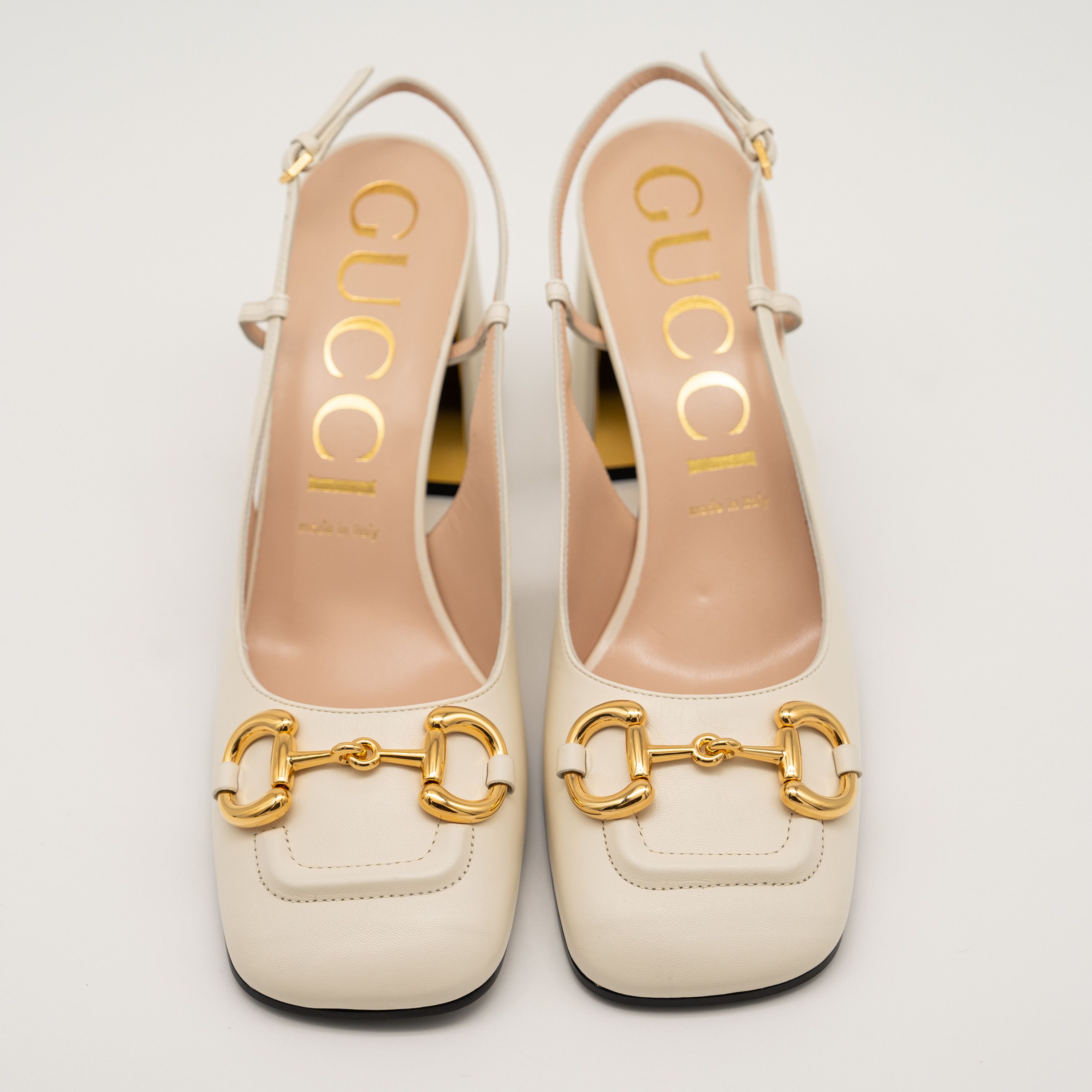 Gucci Gucci 1955 Horsebit Leather Slingback Sandals White Gold Size US 11.5 / IT 41.5 - 3 Thumbnail
