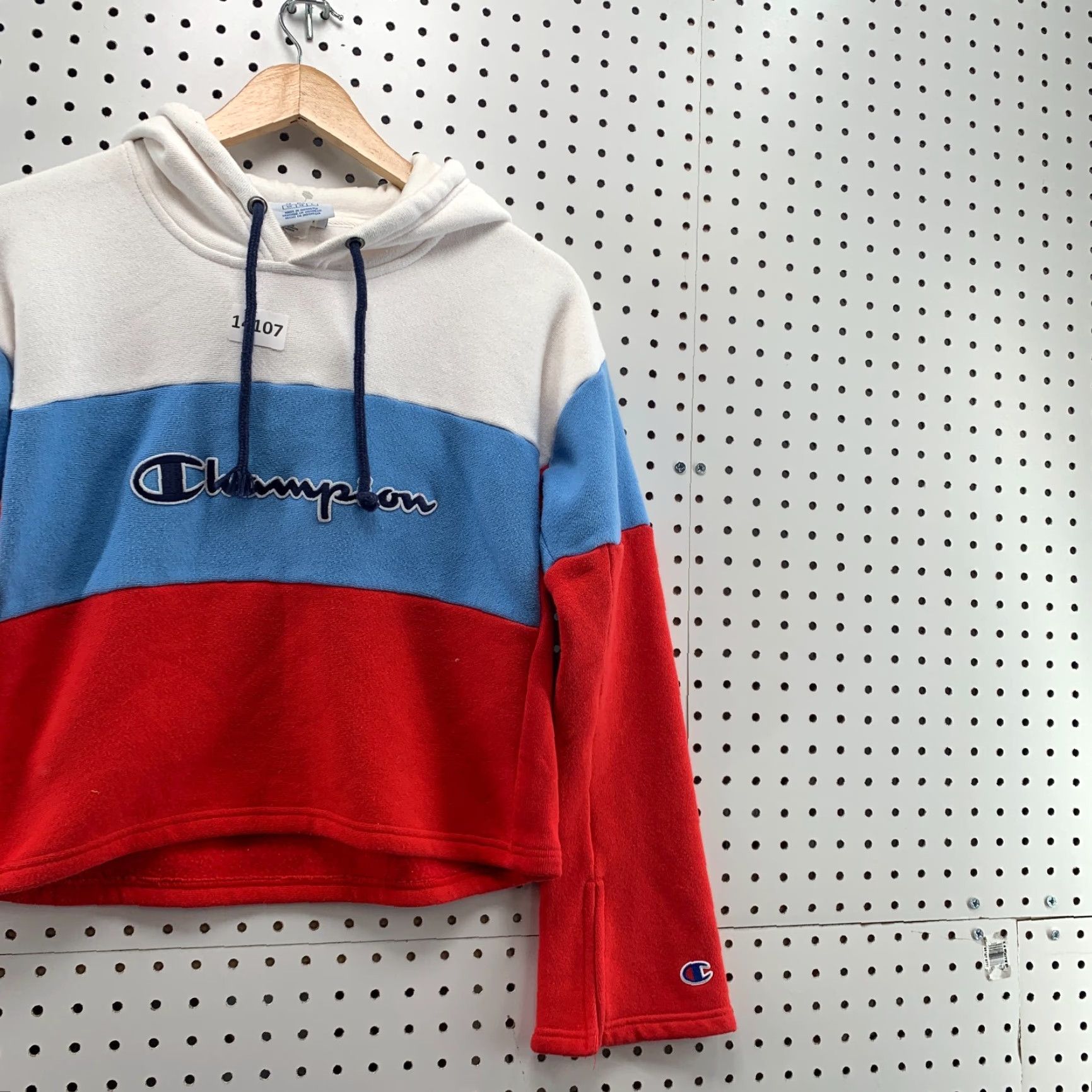 Champion Champion Reverse Weave Cropped Hoodie Womens Small Red White Stripe Size S / US 4 / IT 40 - 5 Thumbnail