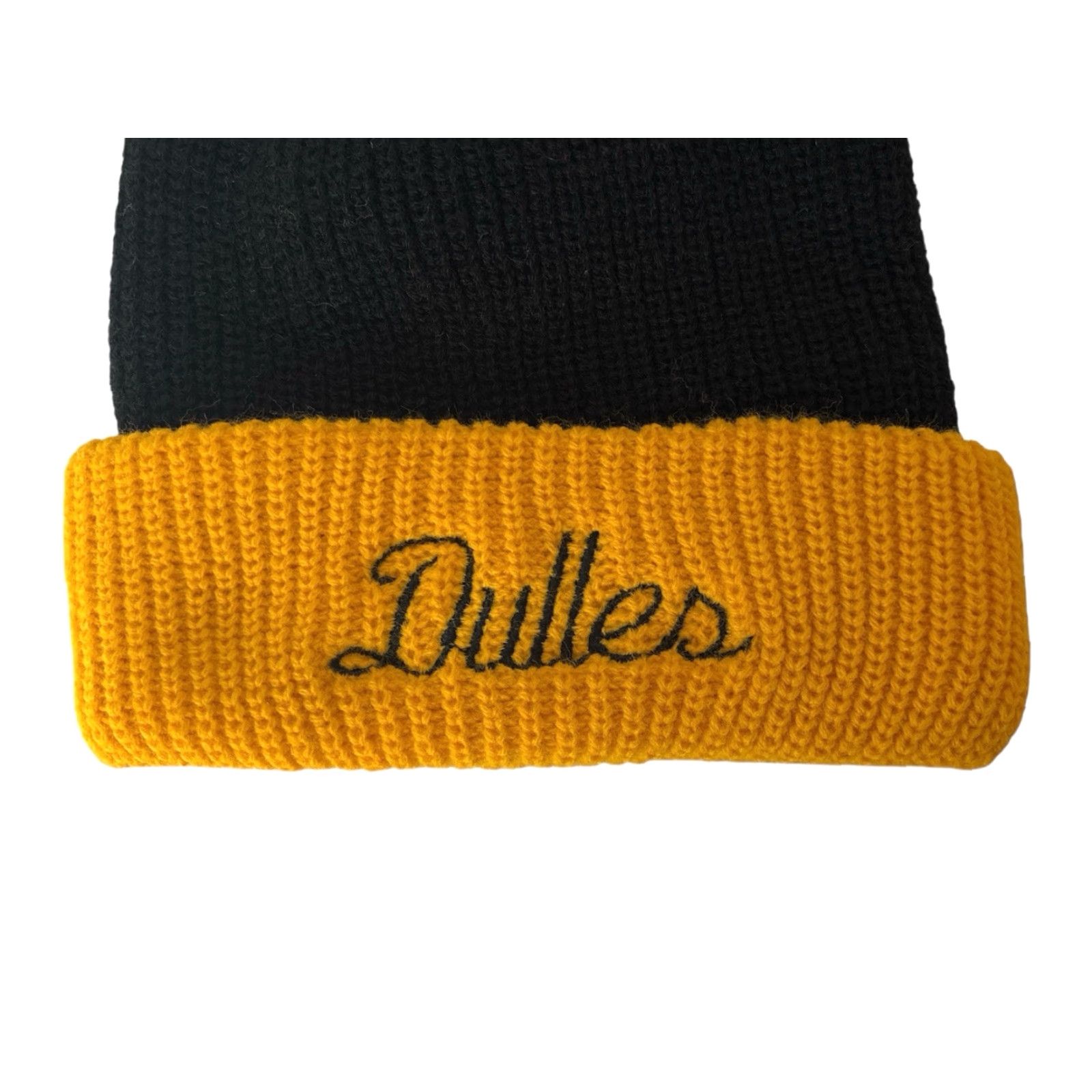 Vintage VINTAGE Dulles Cincinnati School Pom Beanie Winter Hat OSFA Black/Gold 80s NWOT Deadstock Unbranded Mens Beanie Size ONE SIZE - 2 Thumbnail