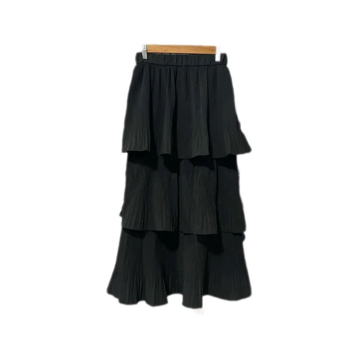 Japanese Brand × Pleats Please Issey Miyake ♟️ Japanese Asymmetrical Ruffled Triple Layer Pleated Skirt Size 22" - 3 Thumbnail