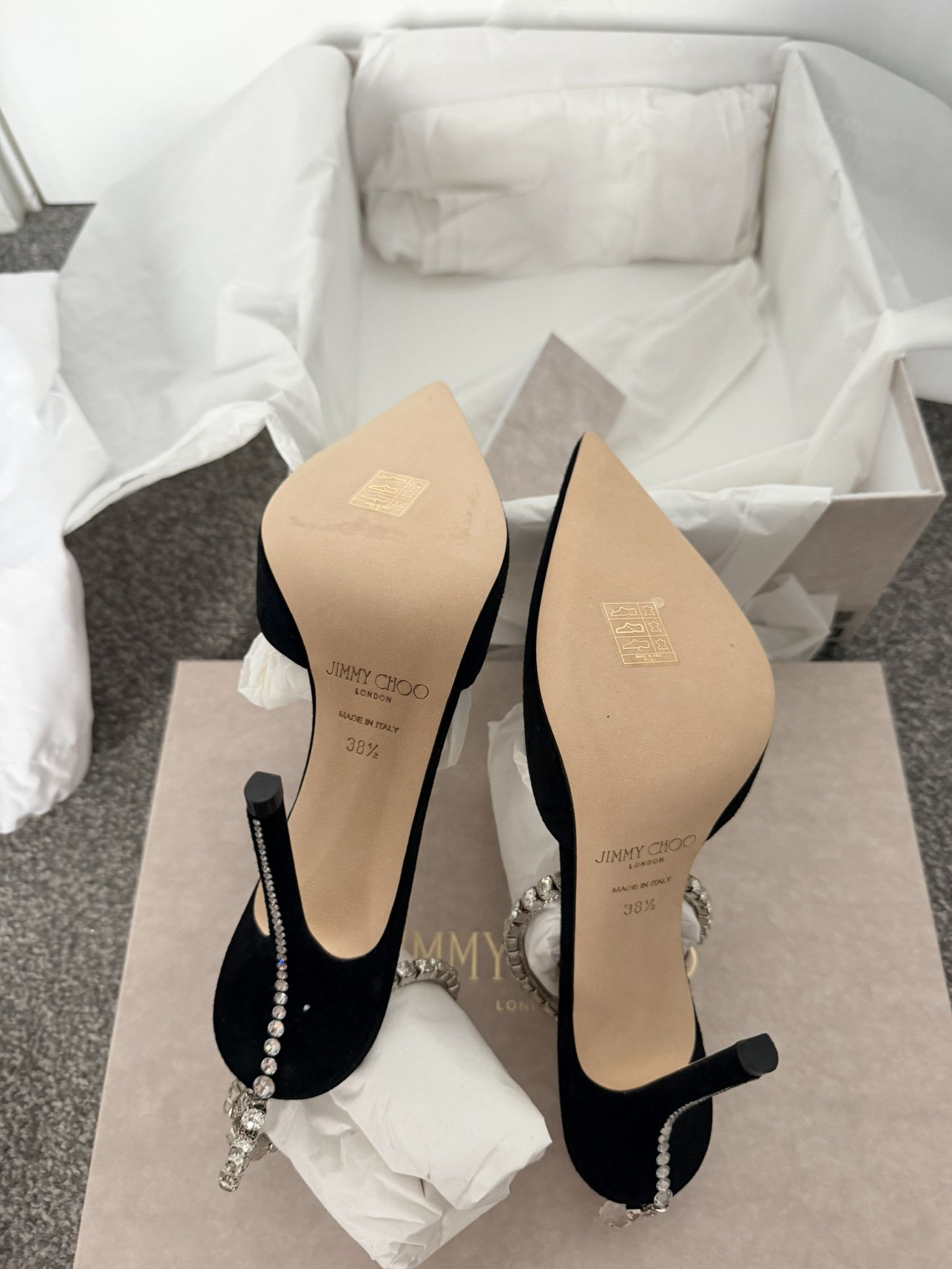 Jimmy Choo JIMMY CHOO Saeda 100 Black Suede New & Authentic Size US 8.5 / IT 38.5 - 8 Thumbnail