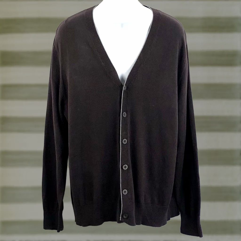 Vintage NWT Sonoma Cardigan Sweater L Brown V-Neck Button Up Long Sleeve Academia Preppy Shirt Men Regular Knit Cotton Brown Cardigan Size US L / EU 52-54 / 3 - 1 Thumbnail