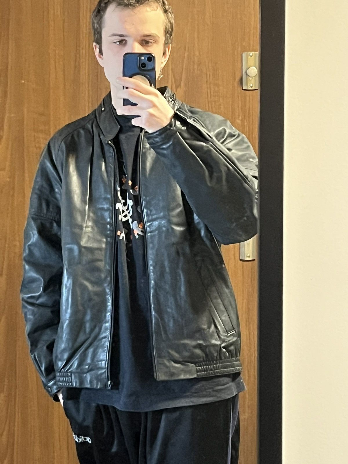 Genuine Leather × Vintage Vintage 90s genuine leather boxy cropped jacket opium Size US L / EU 52-54 / 3 - 3 Thumbnail