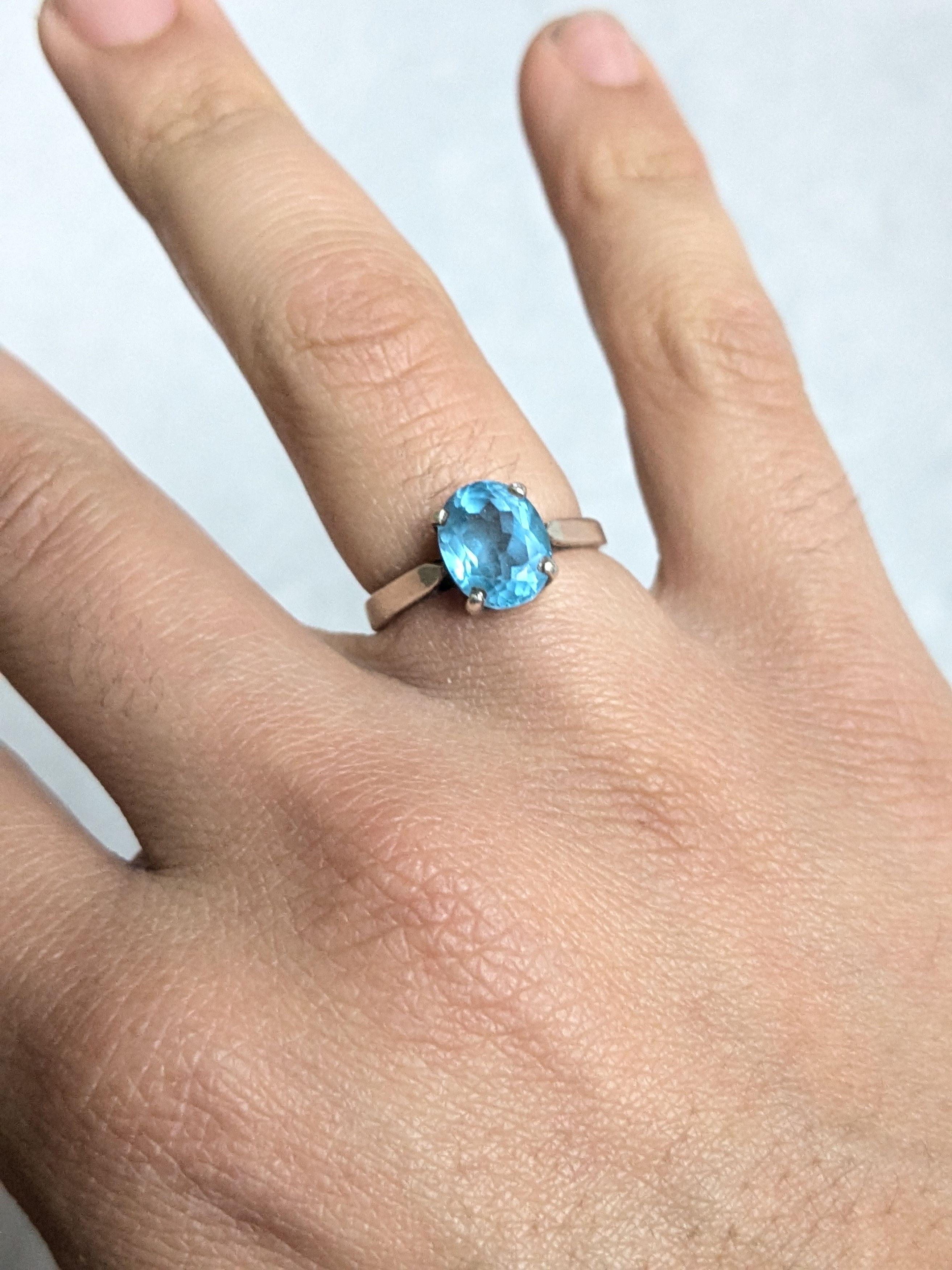 Jewelry Sterling Silver Ring Blue Topaz Size 7.5 Size ONE SIZE - 9 Thumbnail