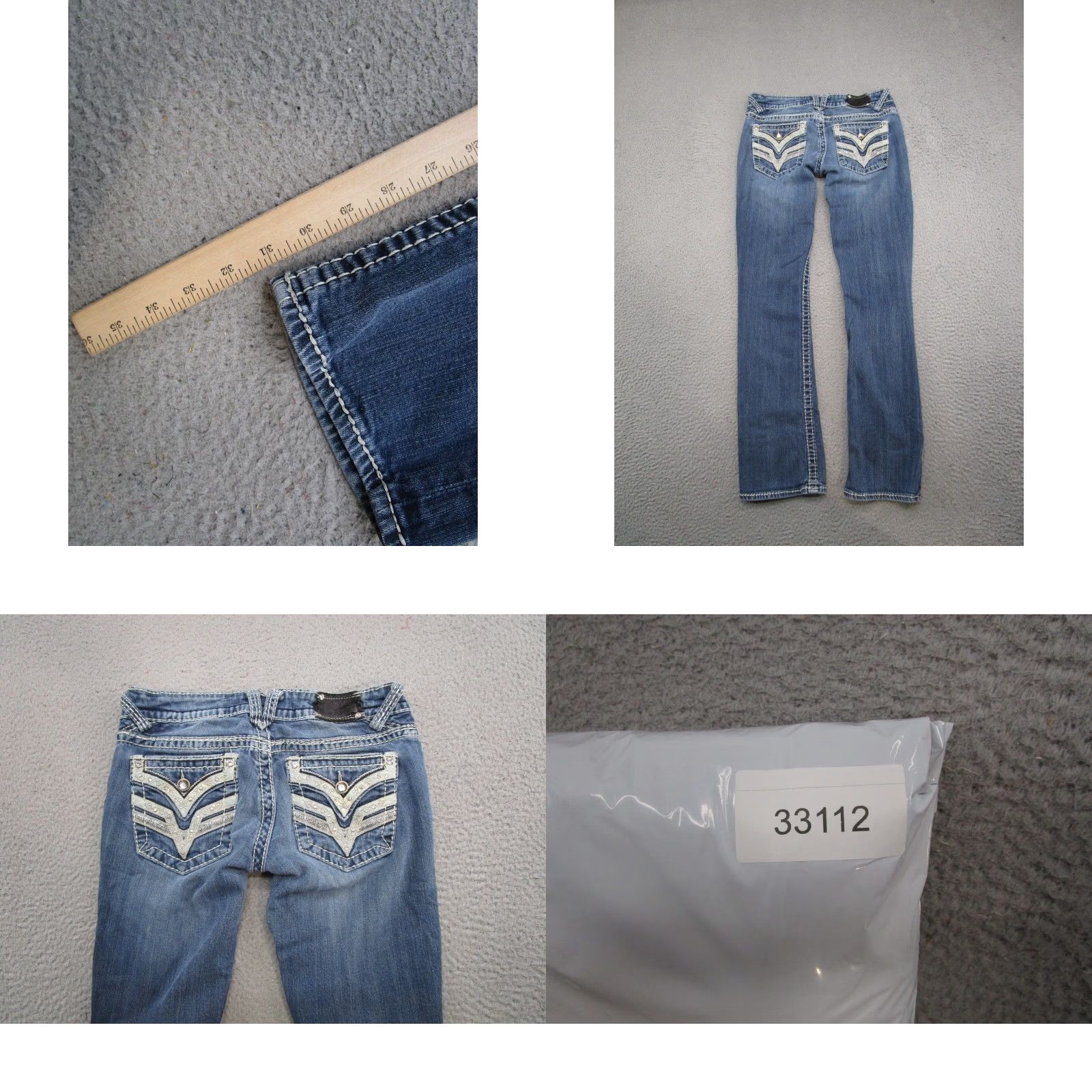 Vintage VIGOSS Women's Blue Denim Skinny Jeans 28x31 Flap Pockets Y2K USED READ Size 28" / US 6 / IT 42 - 9 Thumbnail