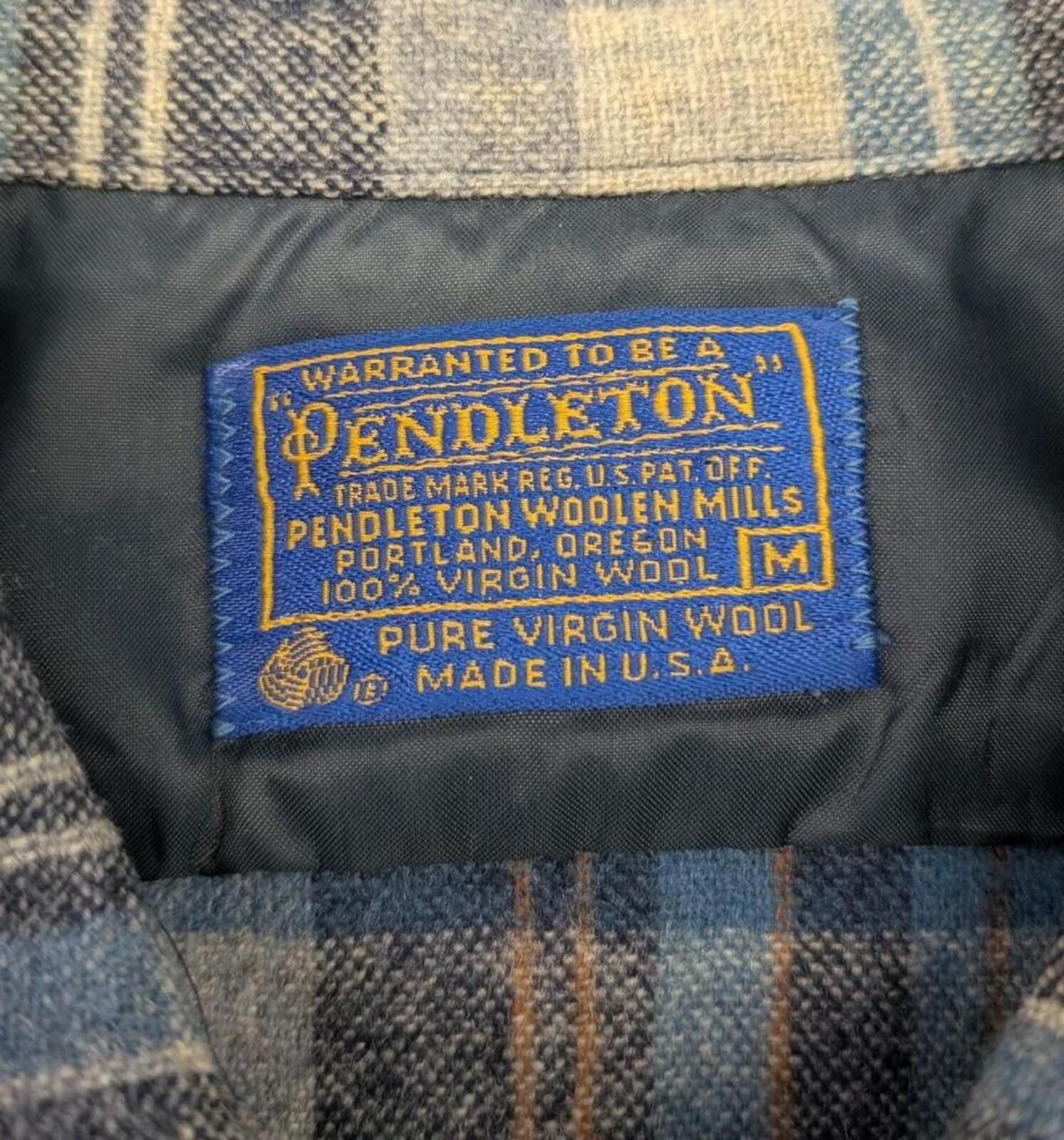 Pendleton Vintage 60s Pendleton Blue and Black Loop Collar Wool Shirt Size US M / EU 48-50 / 2 - 3 Thumbnail