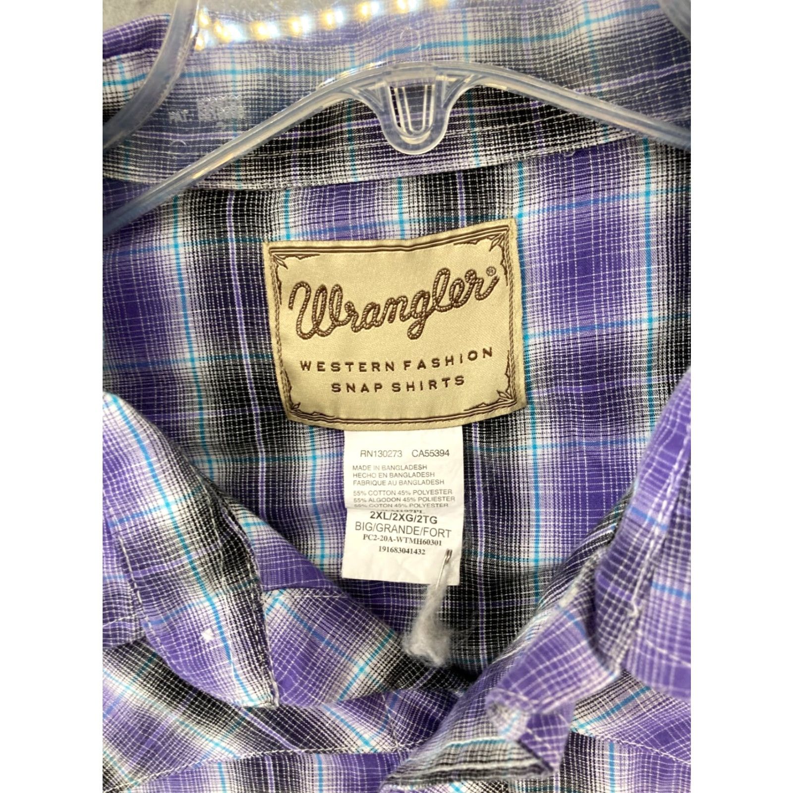Wrangler Wrangler Mens Shirt 2XL Purple Plaid Pearl Snap Western Cowboy Shirt Mens 2XL Purple Plaid Wrangler Western Shirt Size US XXL / EU 58 / 5 - 5 Thumbnail