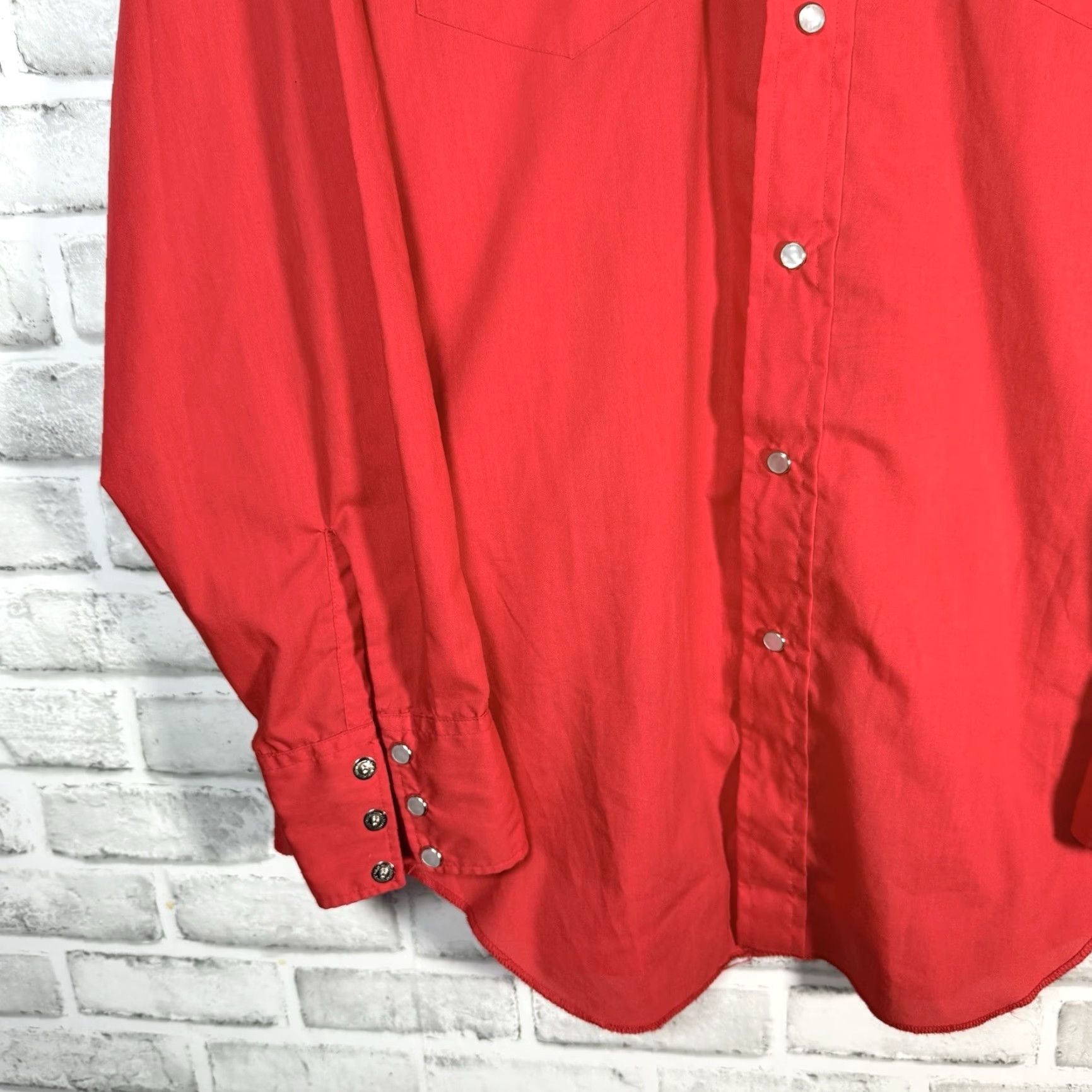 Vintage VINTAGE California Ranchwear Shirt Long Sleeve Men 17 Red Western Snap Button-Up Country Size US XL / EU 56 / 4 - 3 Thumbnail