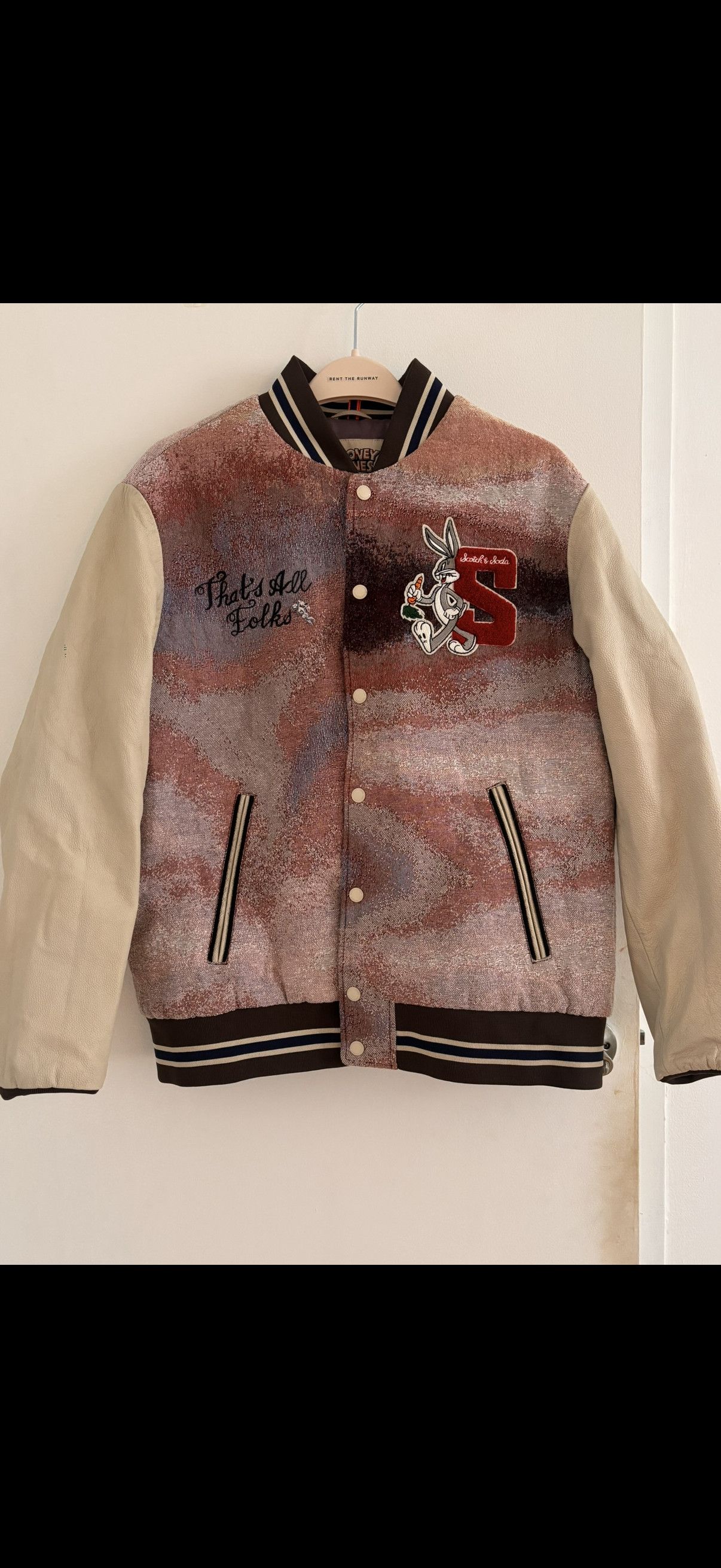 Scotch & Soda Looney Tunes Varsity leather jacket Size US M / EU 48-50 / 2 - 1 Thumbnail