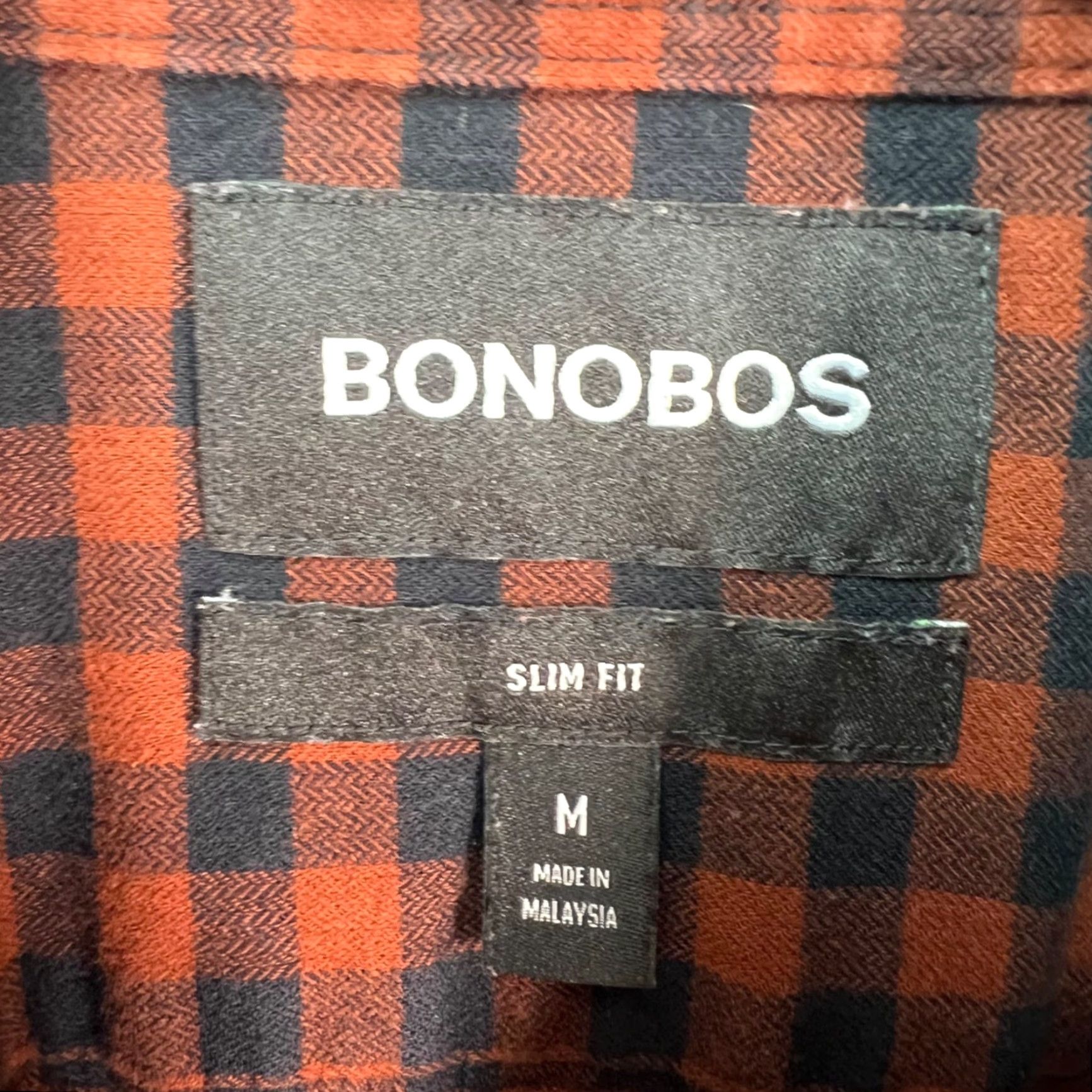 Bonobos Bonobos Mens Button-Up Shirt Gingham Slim Fit Orange Size M Ethnic? (No N/A) Size US M / EU 48-50 / 2 - 3 Thumbnail