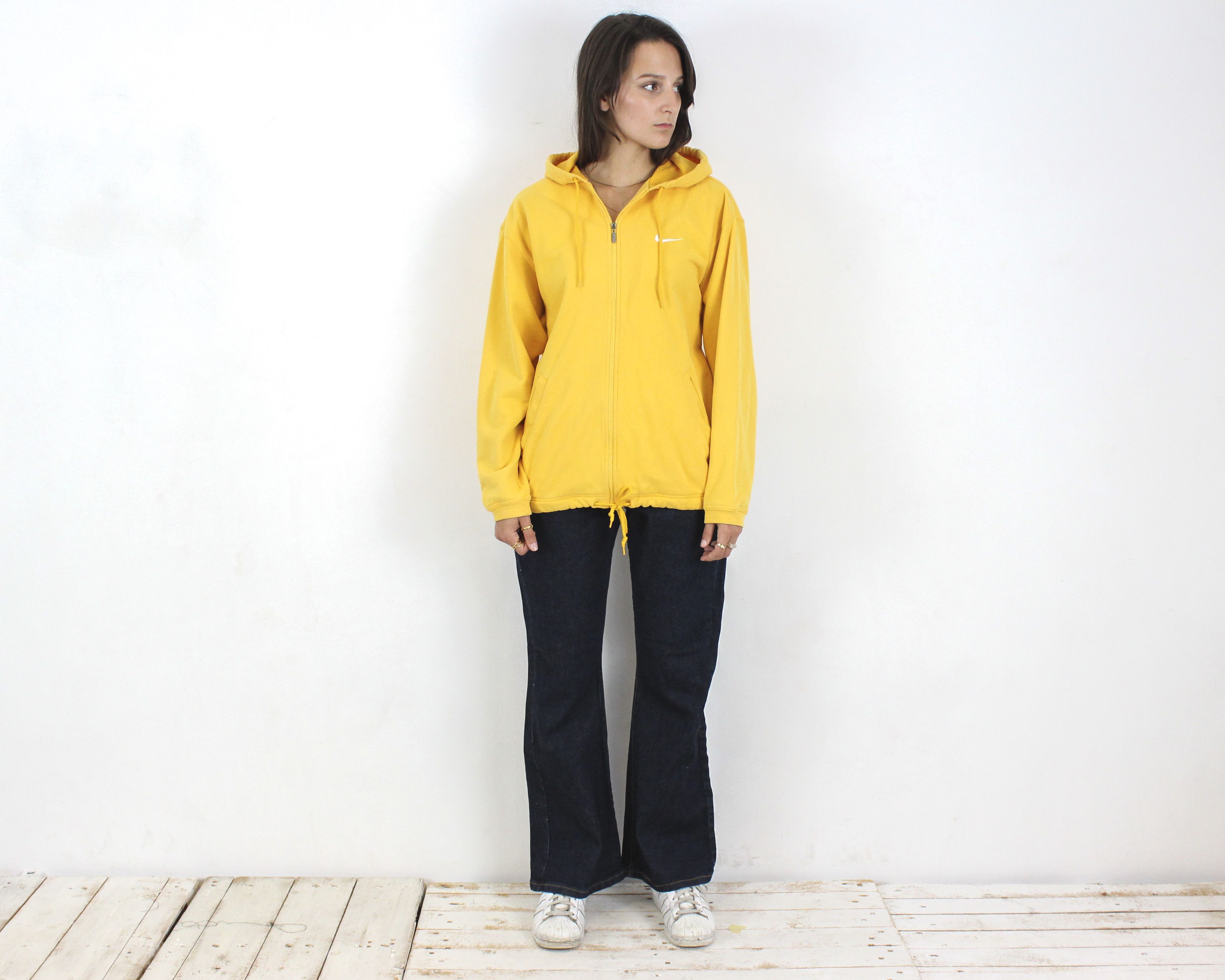 Nike × Vintage y2k Women S zip Hoodie Jumper Sweatshirt Uni Jacket Yellow Size S / US 4 / IT 40 - 3 Thumbnail