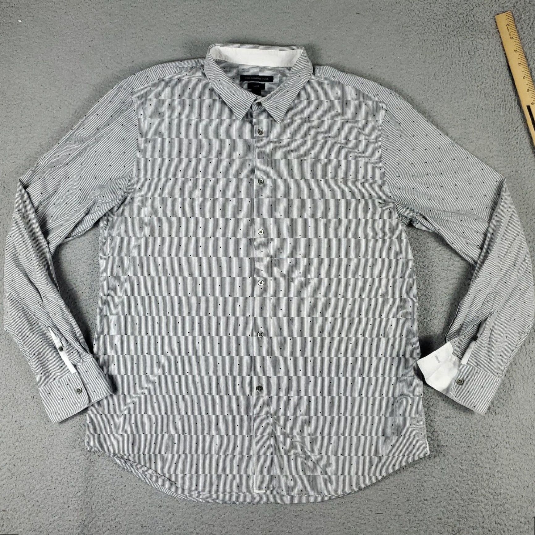 John Varvatos John Varvatos Button-Up Shirt Mens XL Gray Striped Long Sleeve Casual Size US XL / EU 56 / 4 - 2 Thumbnail