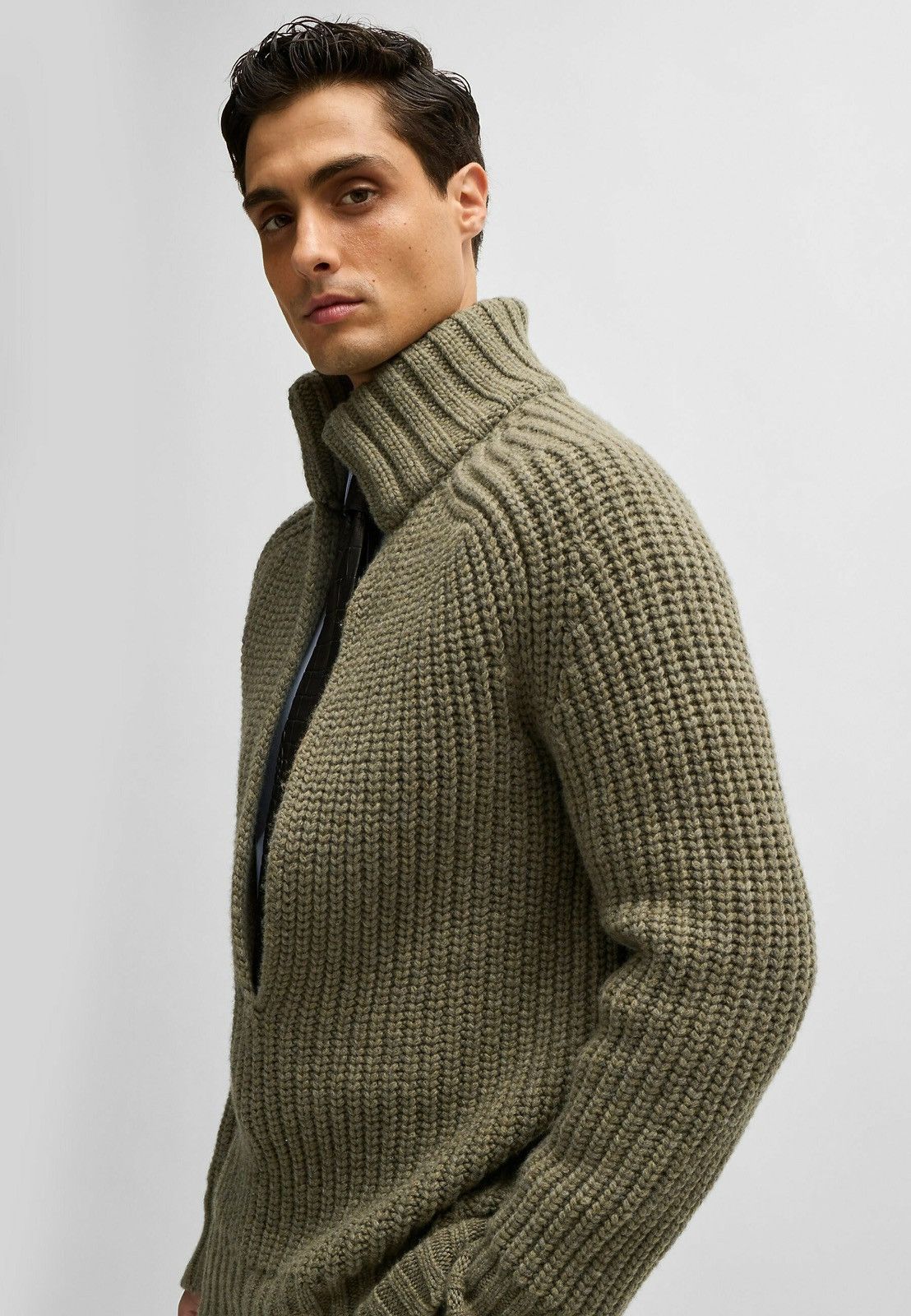 Hugo Boss RRP 520$ NWT Boss Luxury Wool Chunky Knit Sweater Green Size US M / EU 48-50 / 2 - 5 Thumbnail