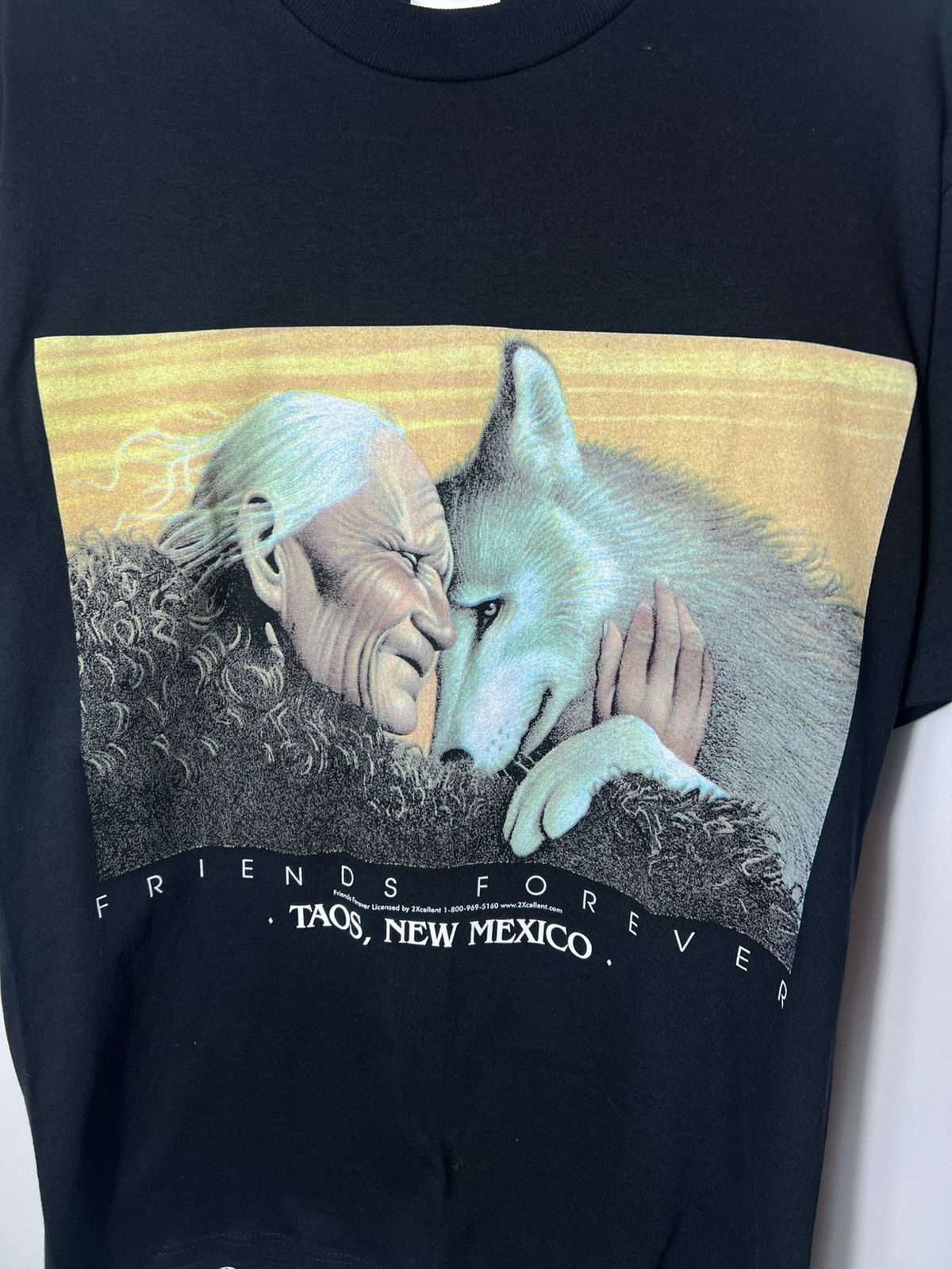 Vintage Vintage 90s Friends Forever Taos Indian Wolf Rare T-shirt Size US M / EU 48-50 / 2 - 2 Thumbnail