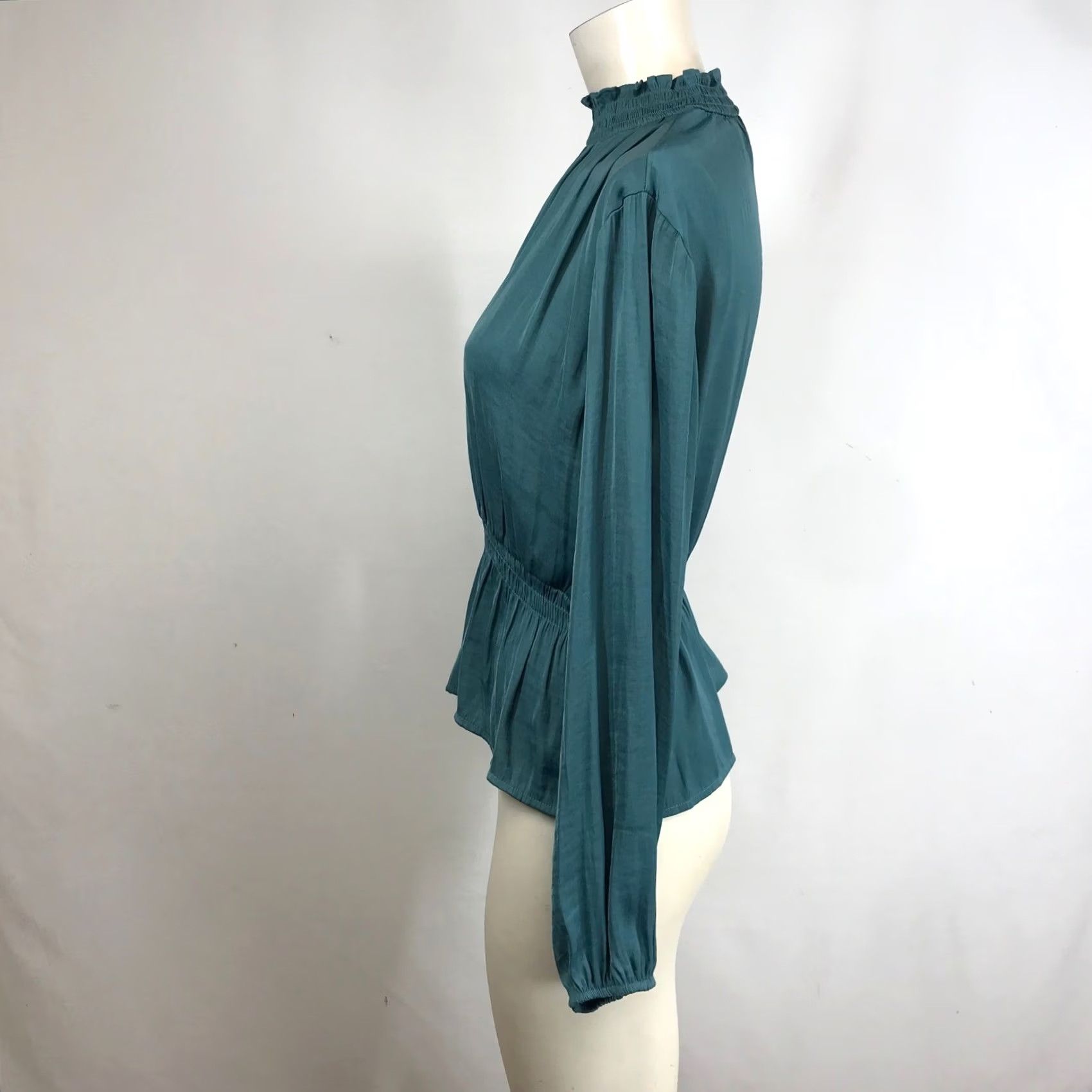 Nine West Nine West Blouse Teal Mock Neck Peplum Long Sleeve XS Women Size XS / US 0-2 / IT 36-38 - 6 Thumbnail