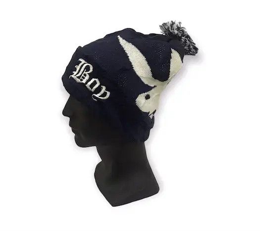 Playboy × Vintage Playboy Big Logo Bobble Beanie Hat Size ONE SIZE - 2 Thumbnail