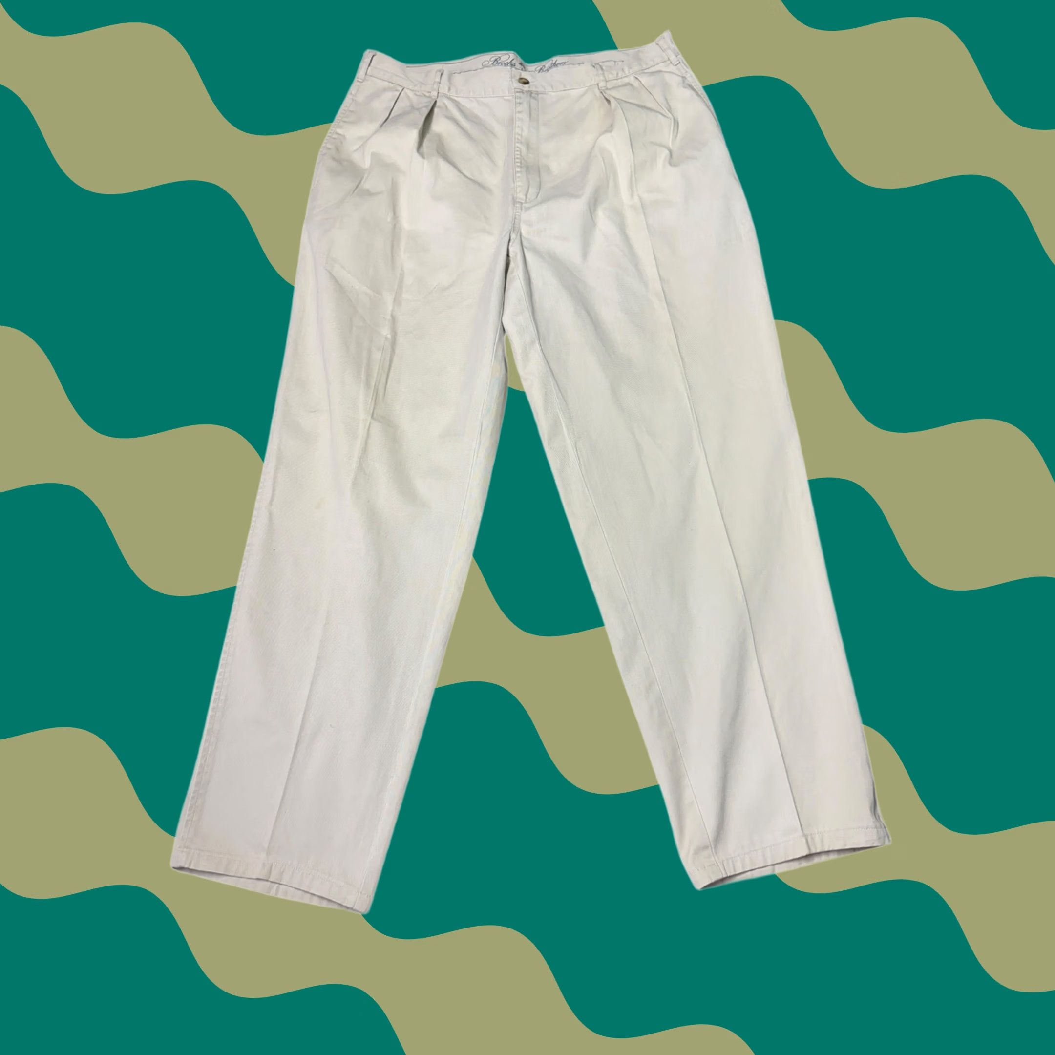 Brooks Brothers VINTAGE Brooks Brothers Mens Khaki Pleated Casual Pants 38x32 Cotton Size US 38 / EU 54 - 1 Thumbnail