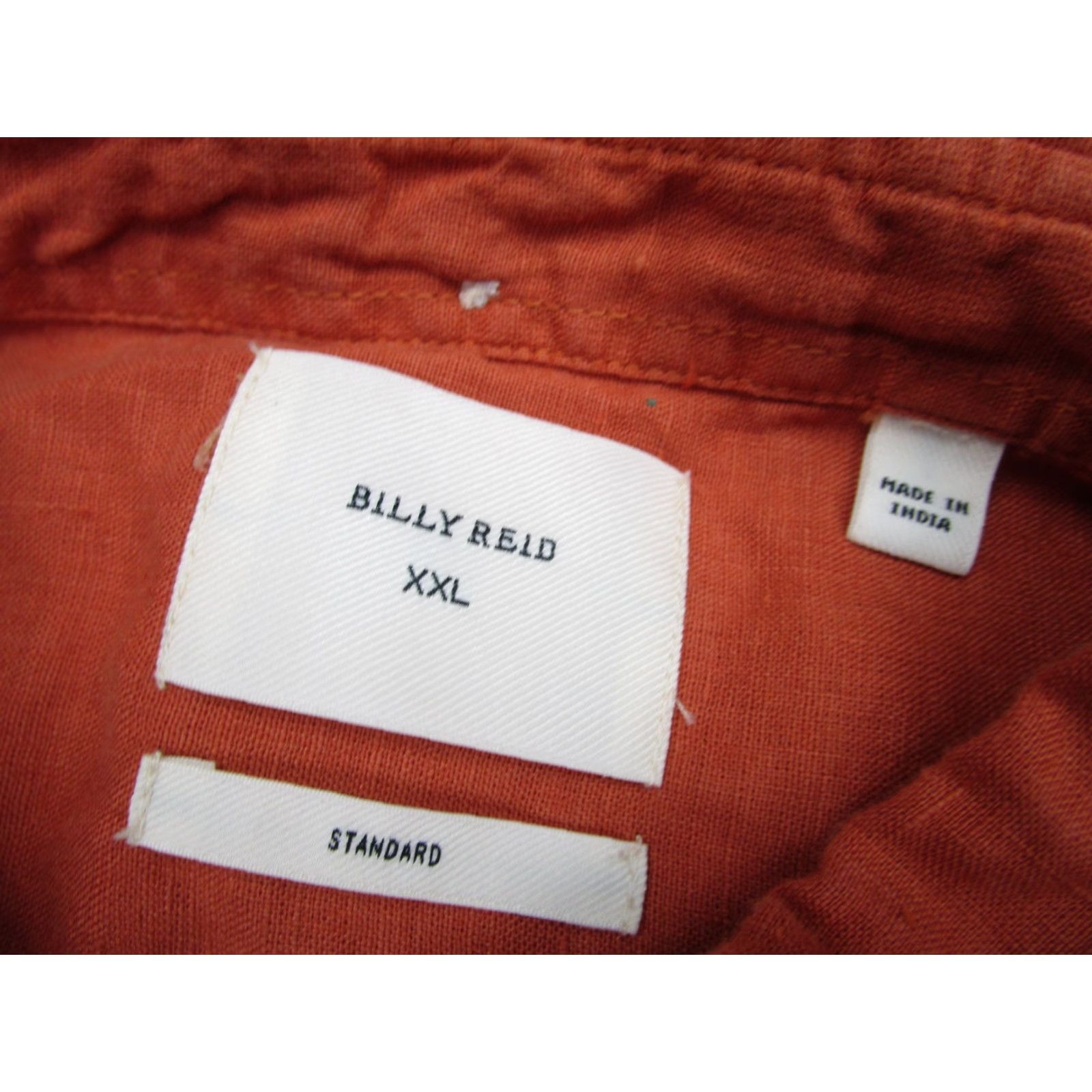 Billy Reid VINTAGE Billy Reid Shirt Men's 2XL Short Sleeve Linen Button-Down Orange Casual Summer Fit Size US XXL / EU 58 / 5 - 4 Thumbnail