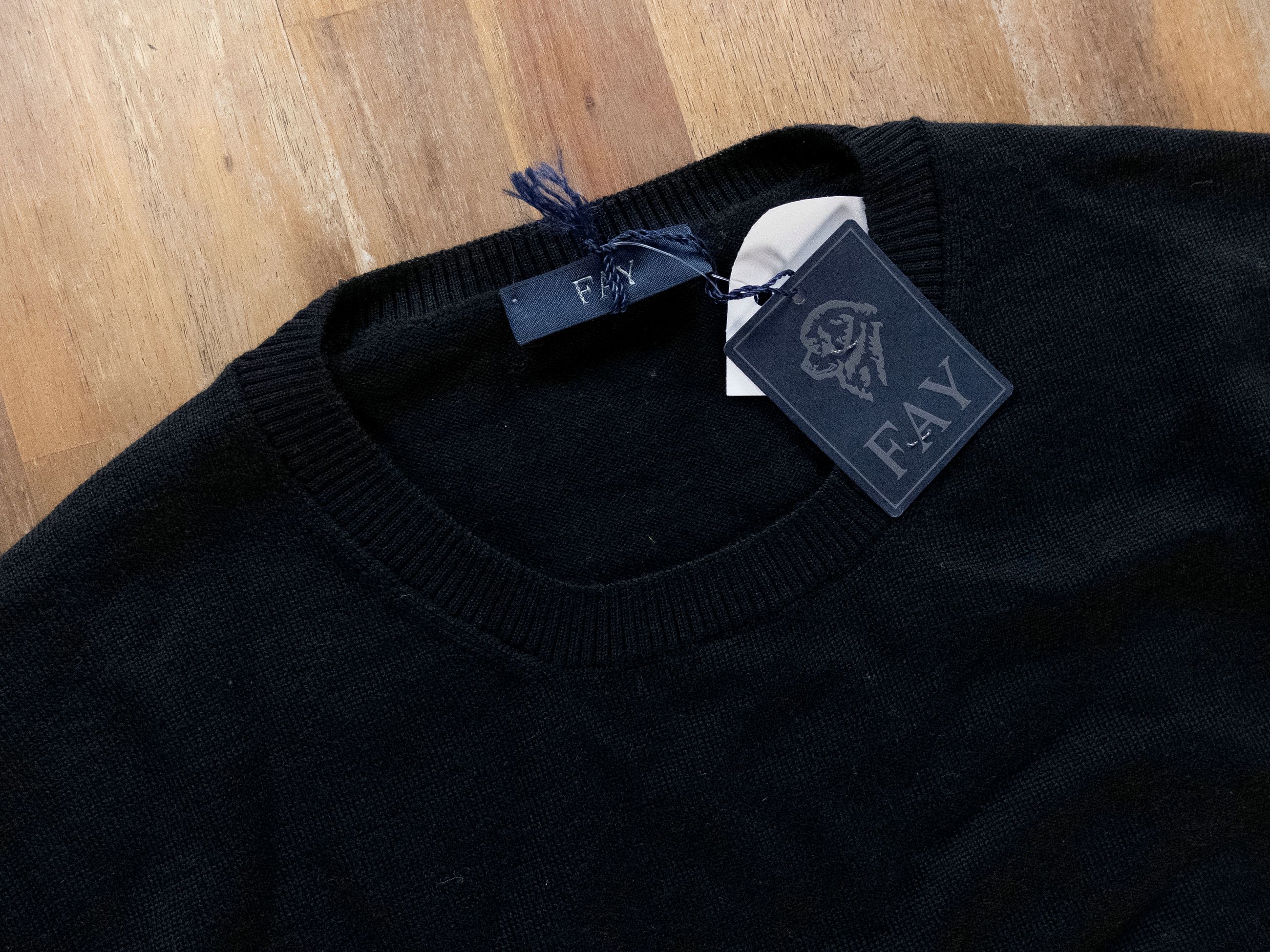 Fay FAY black virgin wool crewneck sweater 56 XXXL 3XL NWT Size US XXL / EU 58 / 5 - 2 Thumbnail
