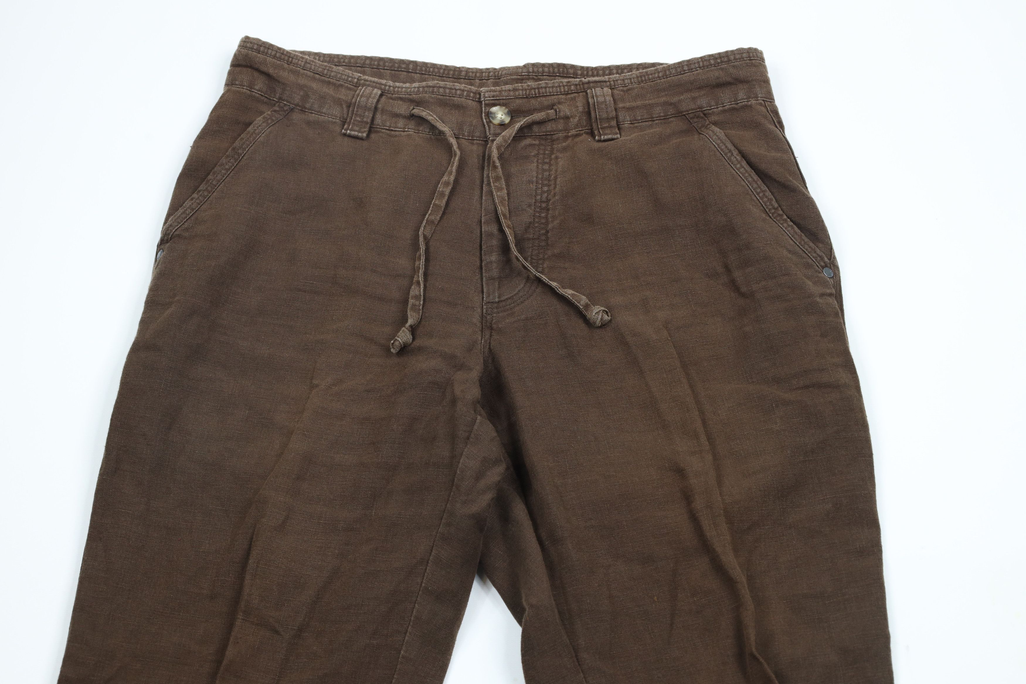 Vintage Vintage 90s Streetwear Linen Harem Beach Pants Brown Size US 34 / EU 50 - 2 Thumbnail