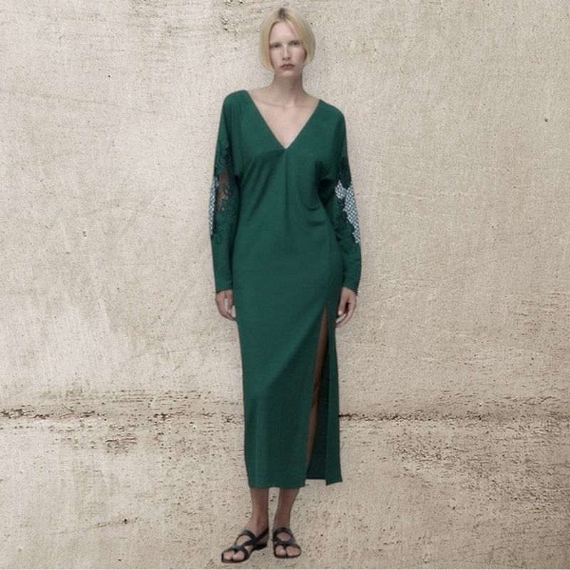 Zara Zara Embroidered Midi Shirt Dress | Grailed